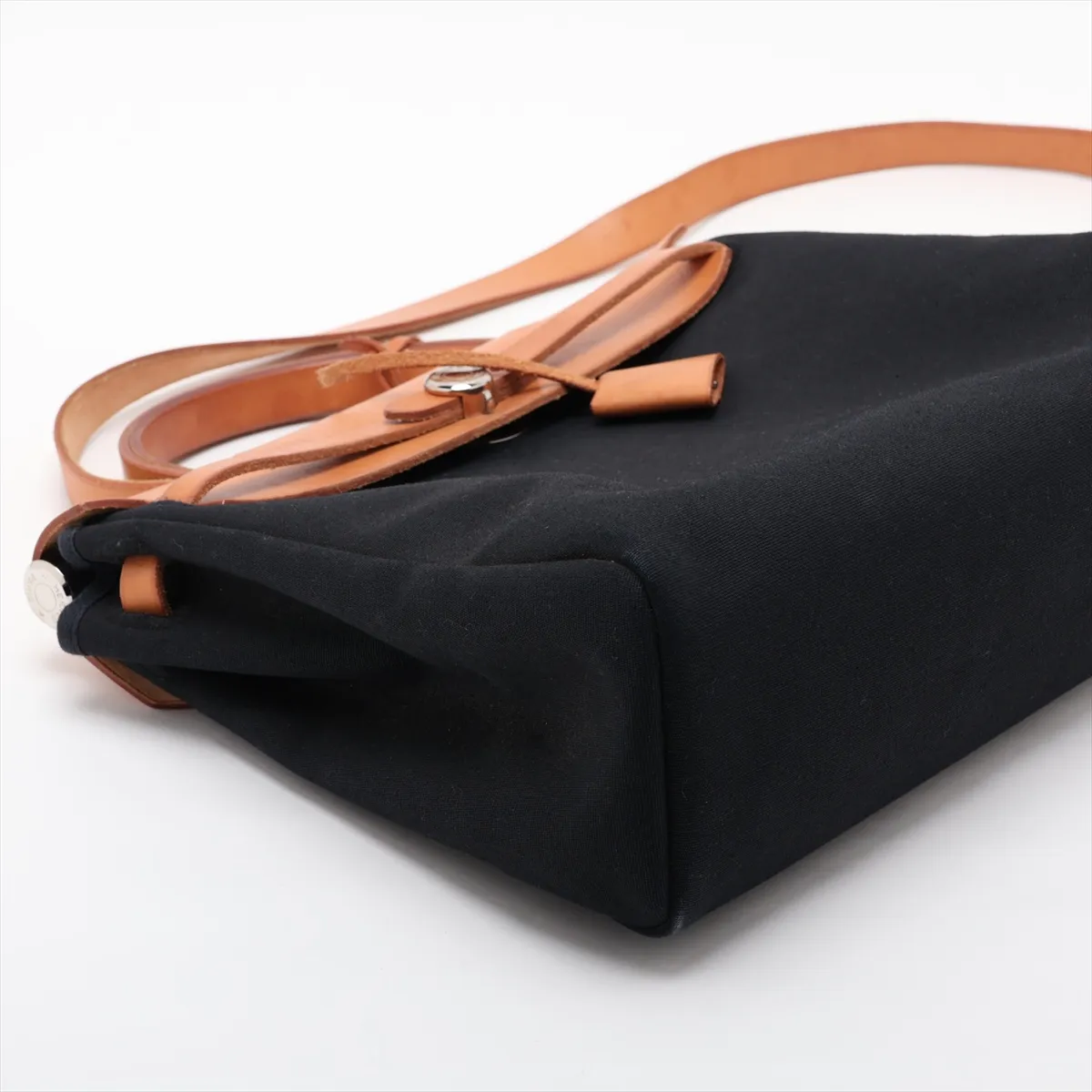 Herbag PM Toile Officier x Vache Hunter 2-way Shoulder Bag Black x Beige Silver Hardware G:2003 — view 4