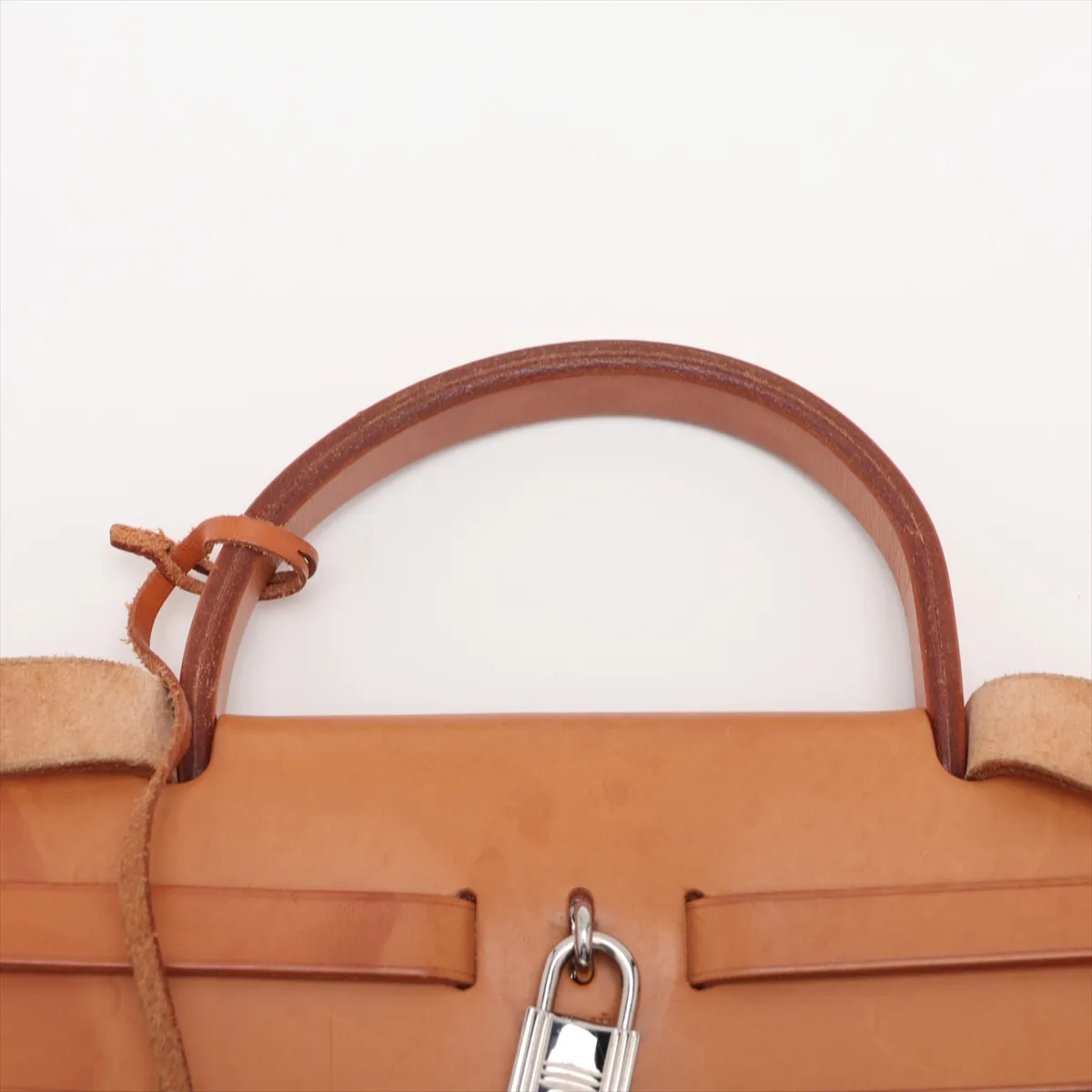 Herbag PM Toile Officier x Vache Hunter 2-way Shoulder Bag Black x Beige Silver Hardware G:2003 — view 6