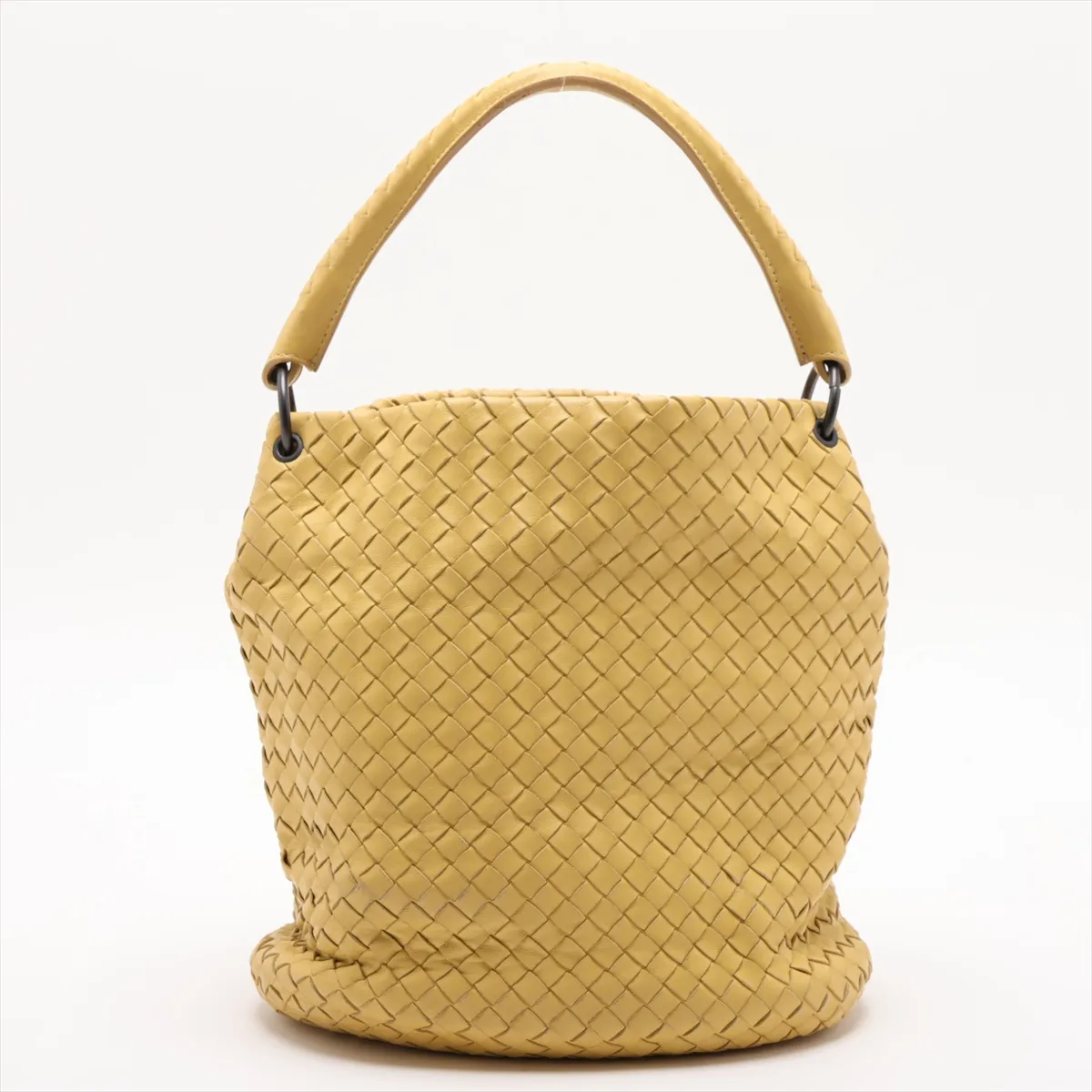 Intrecciato Leather Shoulder Bag, Yellow