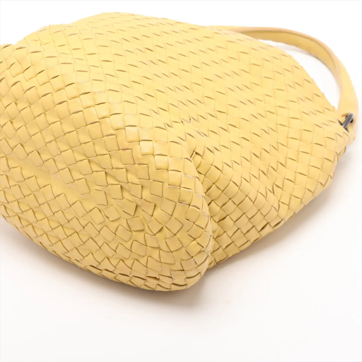 Intrecciato Leather Shoulder Bag, Yellow — view 3
