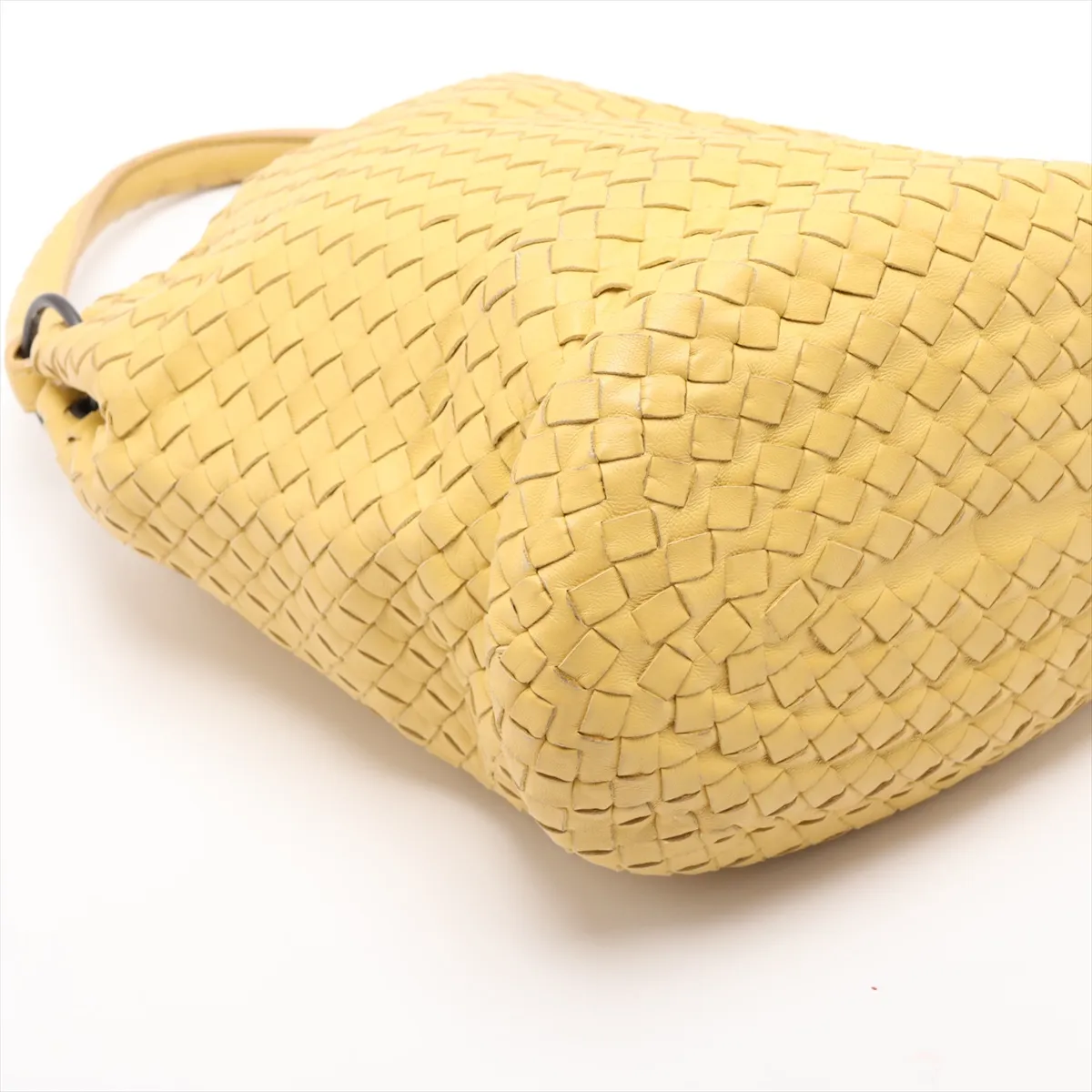 Intrecciato Leather Shoulder Bag, Yellow — view 4