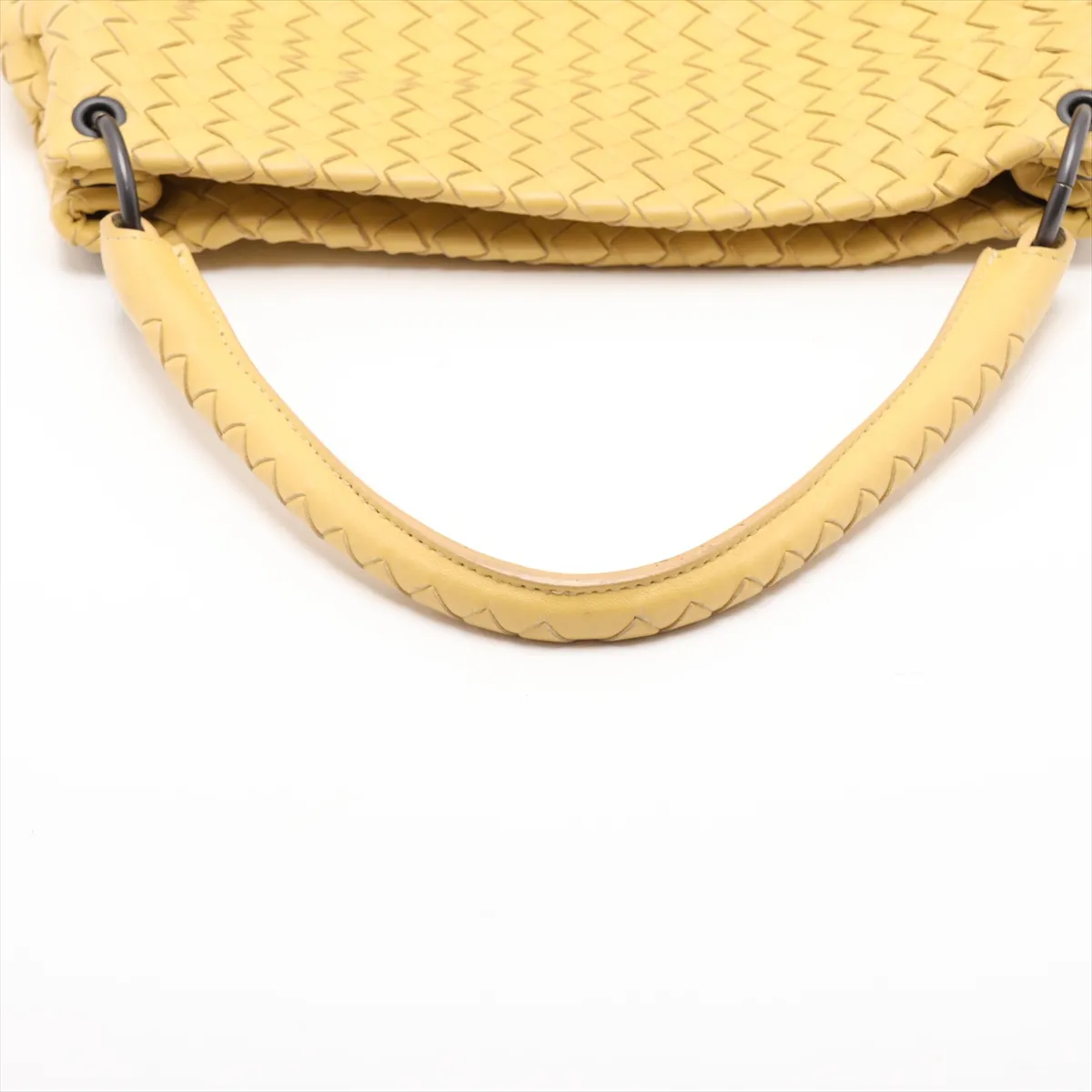 Intrecciato Leather Shoulder Bag, Yellow — view 5