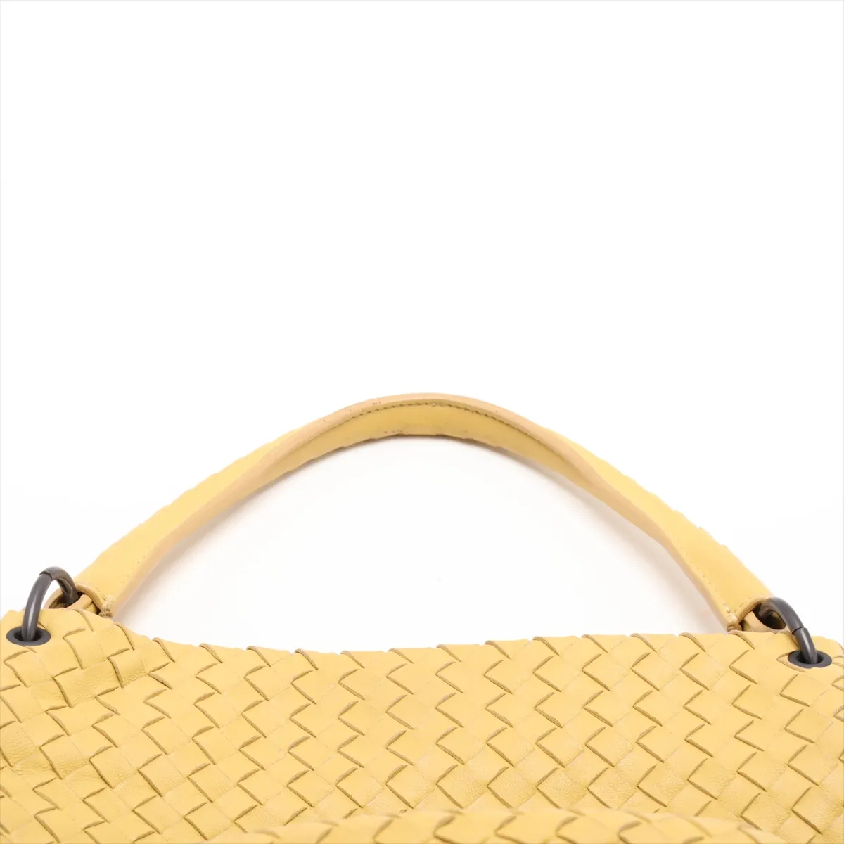 Intrecciato Leather Shoulder Bag, Yellow — view 6