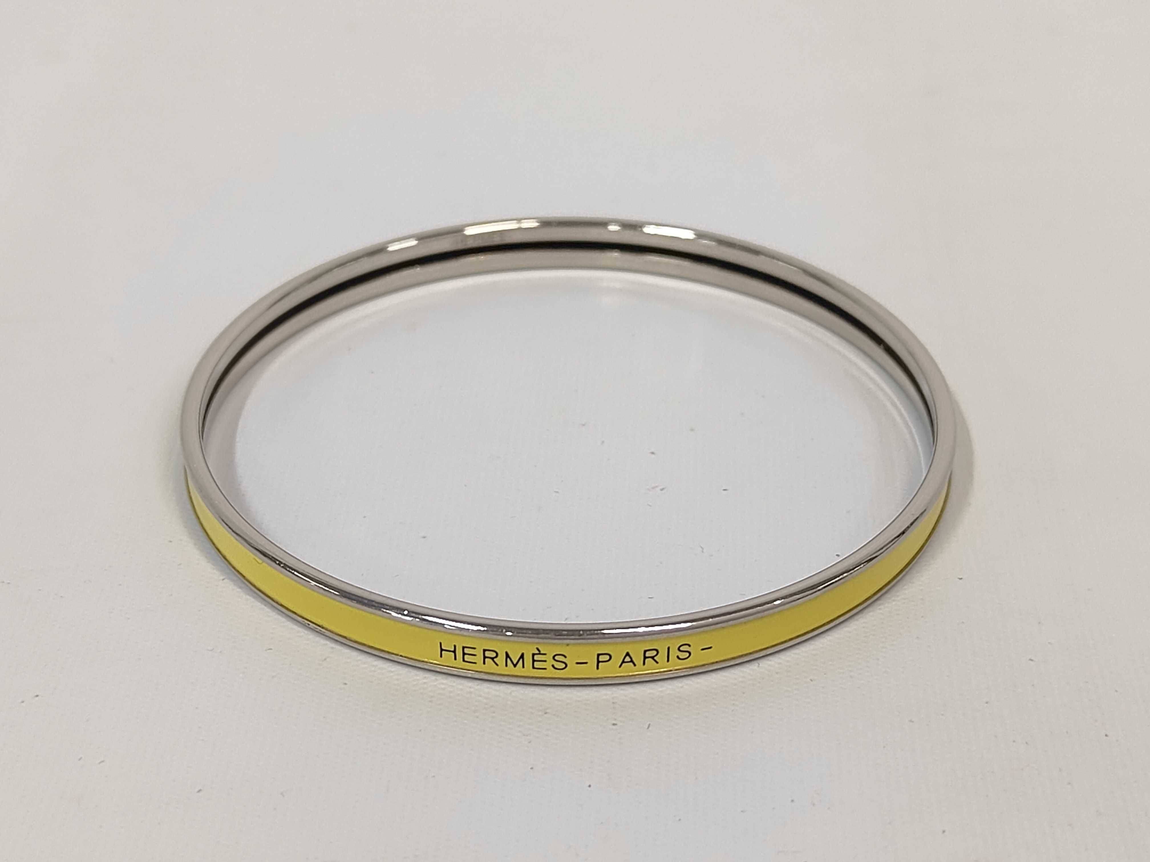 Enamel Bracelet Uni Light Yellow x Silver Hardware Hermes Bracelet/Bangle