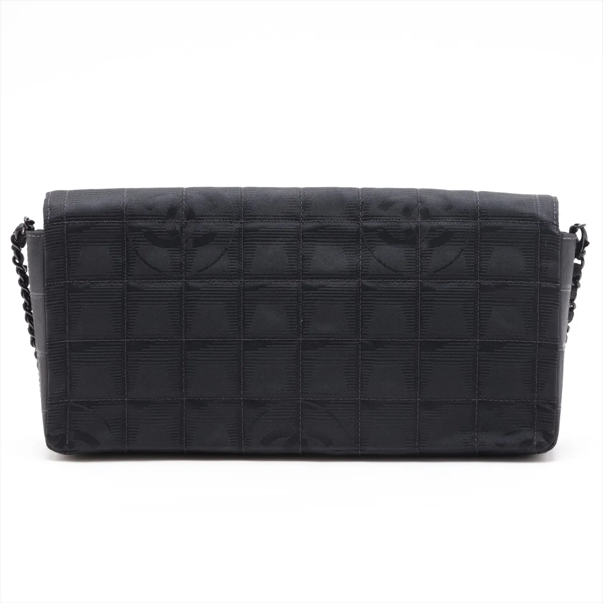 New Travel Line Nylon Chain Shoulder Bag, Chocolate Bar, Black with Black Hardware, 6440534, Series 6 — view 2