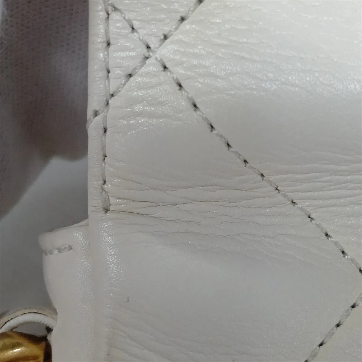 Mini Matelassé Lambskin Chain Shoulder Bag, Chain Around, White, Gold Hardware, T42L5868, Random Plate — view 13