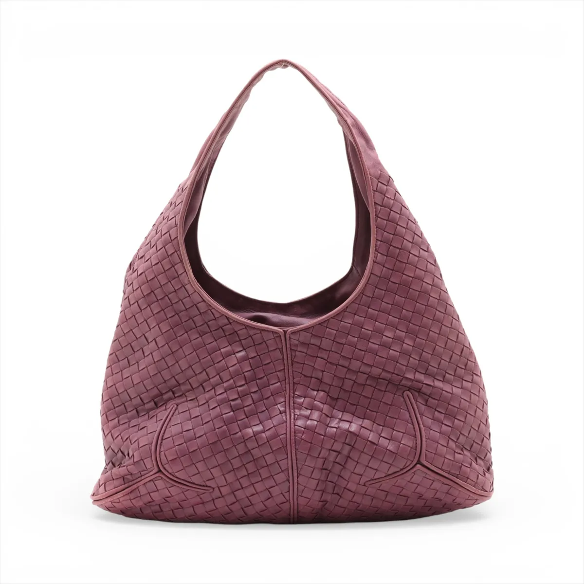 Intrecciato Leather Shoulder Bag Purple 145552 Outlet — view 2