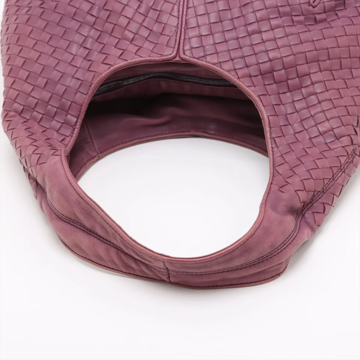 Intrecciato Leather Shoulder Bag Purple 145552 Outlet — view 5