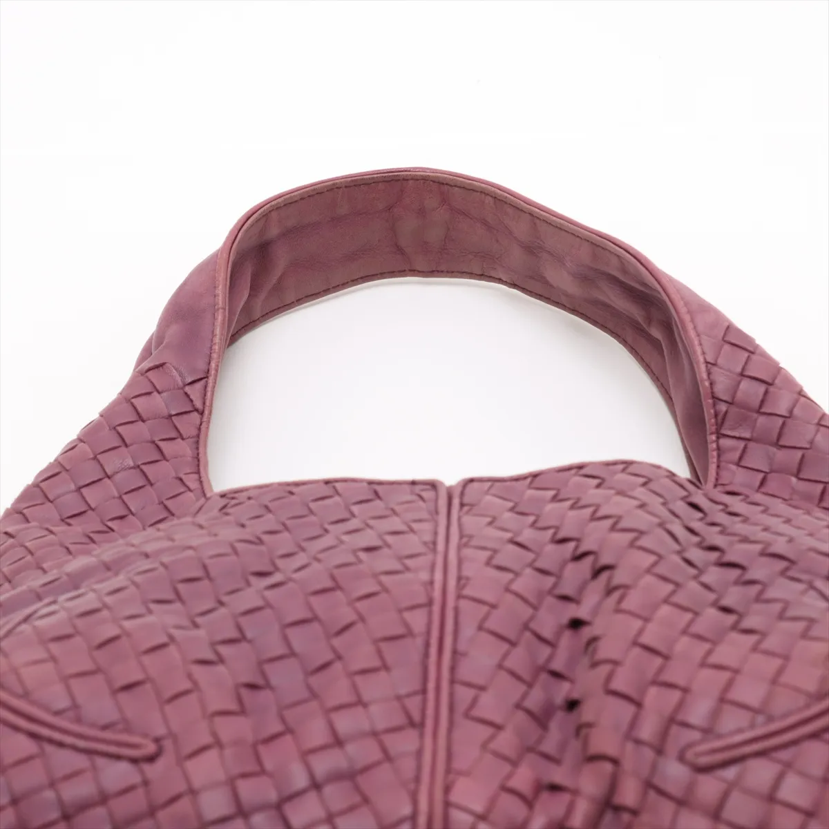 Intrecciato Leather Shoulder Bag Purple 145552 Outlet — view 6