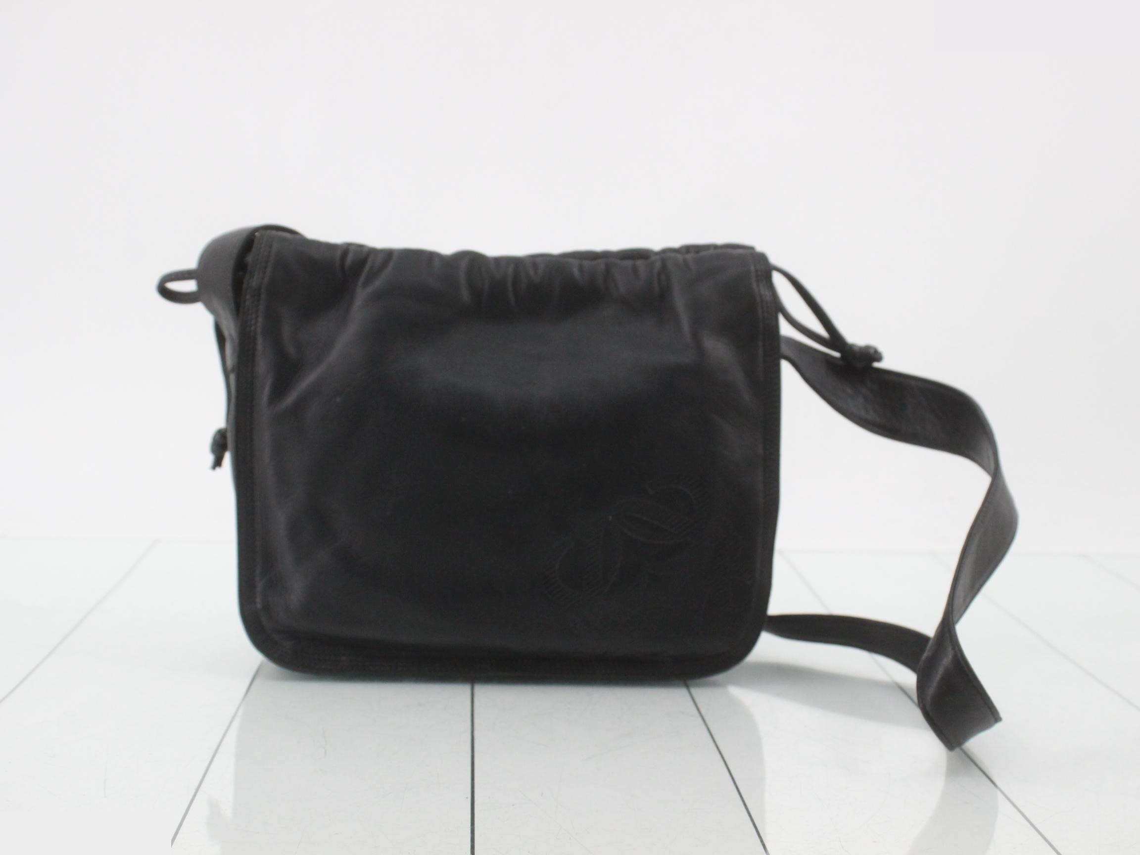 Anagram Shoulder Bag, Black Nappa Leather
