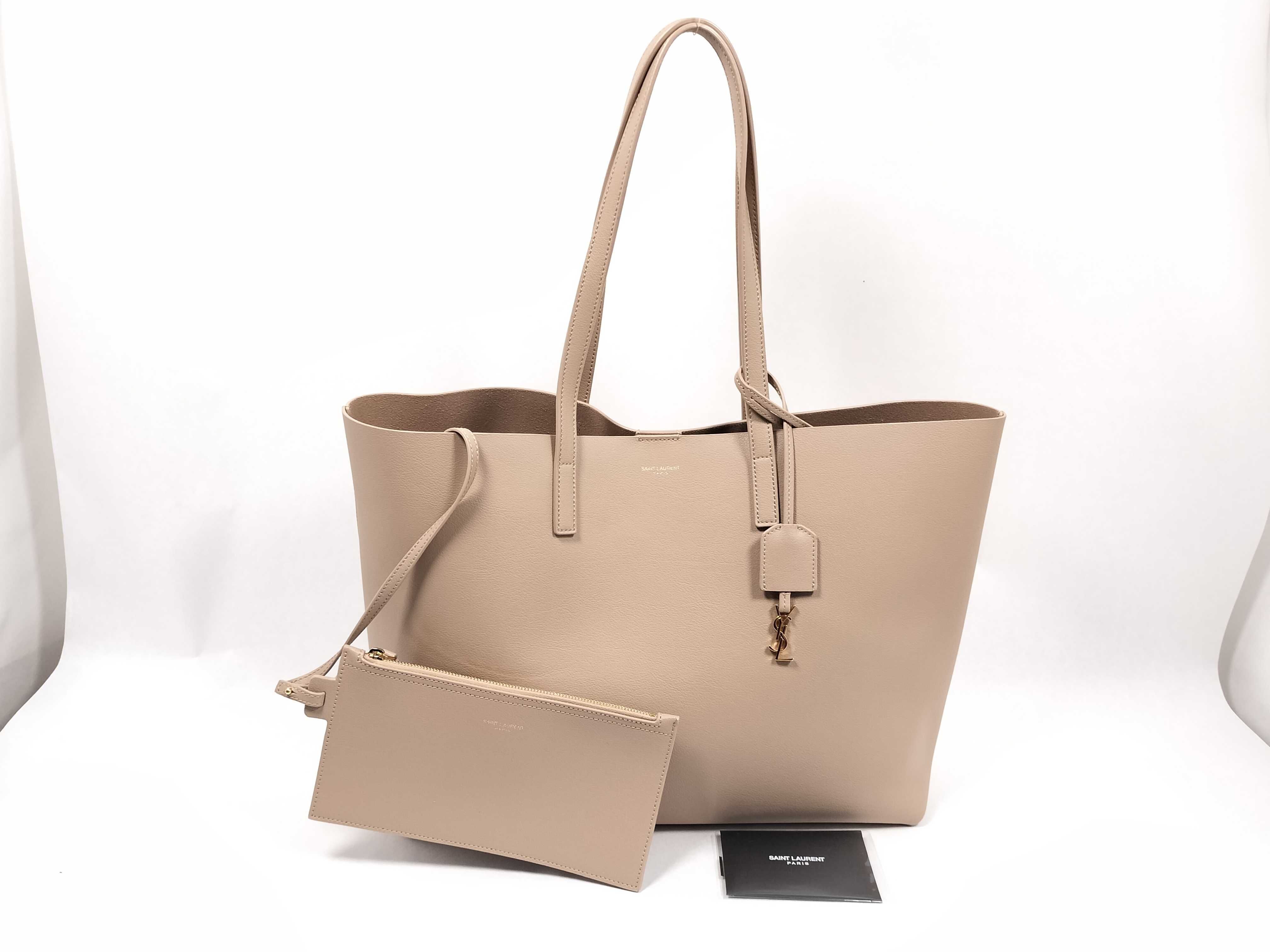 Sac Shopping Leather Tote Bag, Beige, 600281 Tote Bag