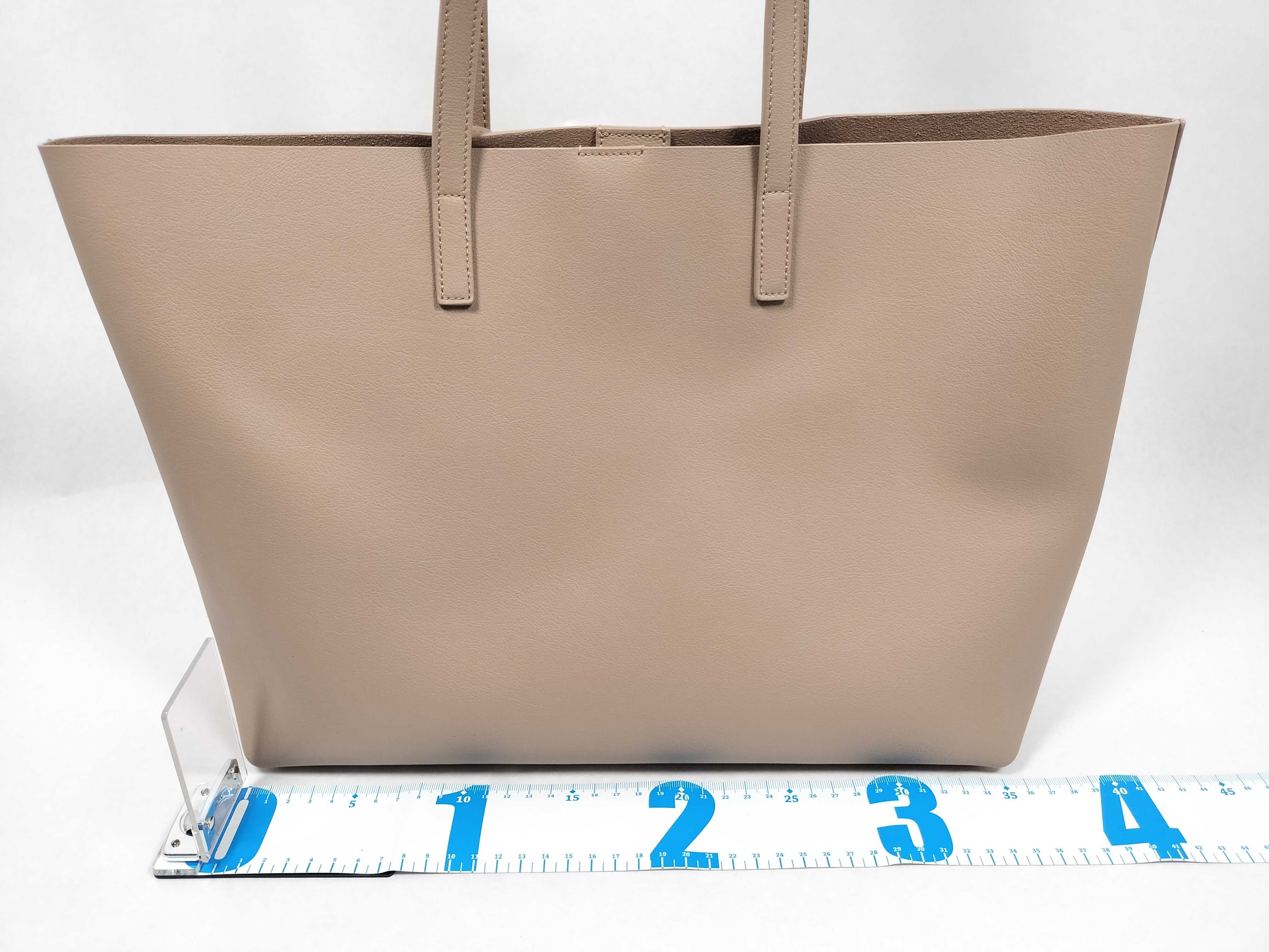 Sac Shopping Leather Tote Bag, Beige, 600281 Tote Bag — view 2