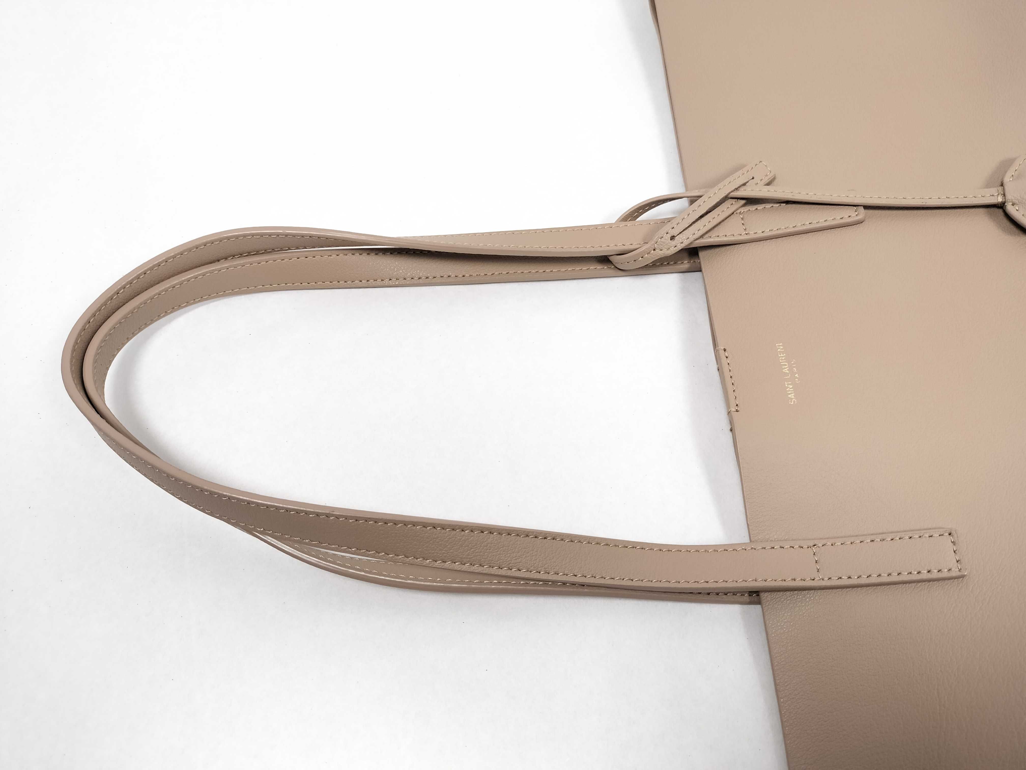Sac Shopping Leather Tote Bag, Beige, 600281 Tote Bag — view 3