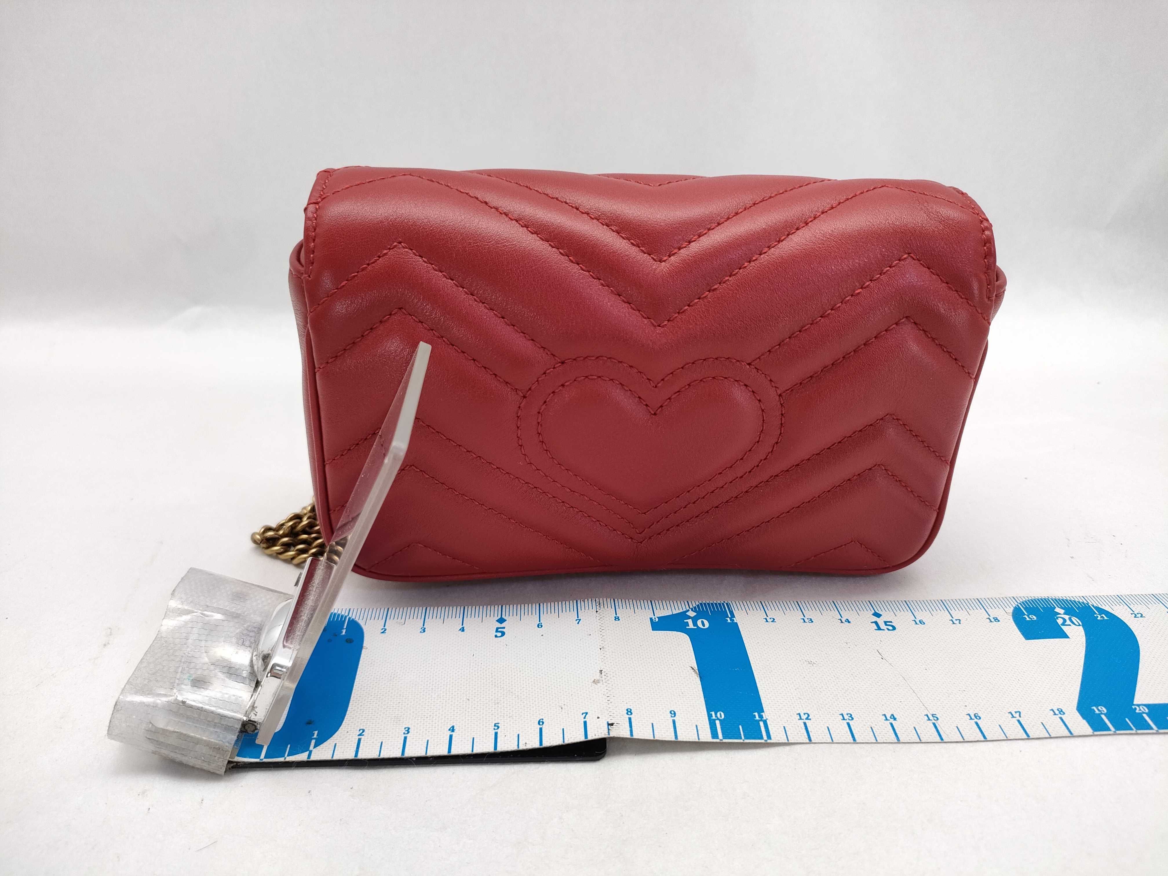GG Marmont Leather Chain Shoulder Bag, Red, 476433 (Shoulder Bag) — view 2
