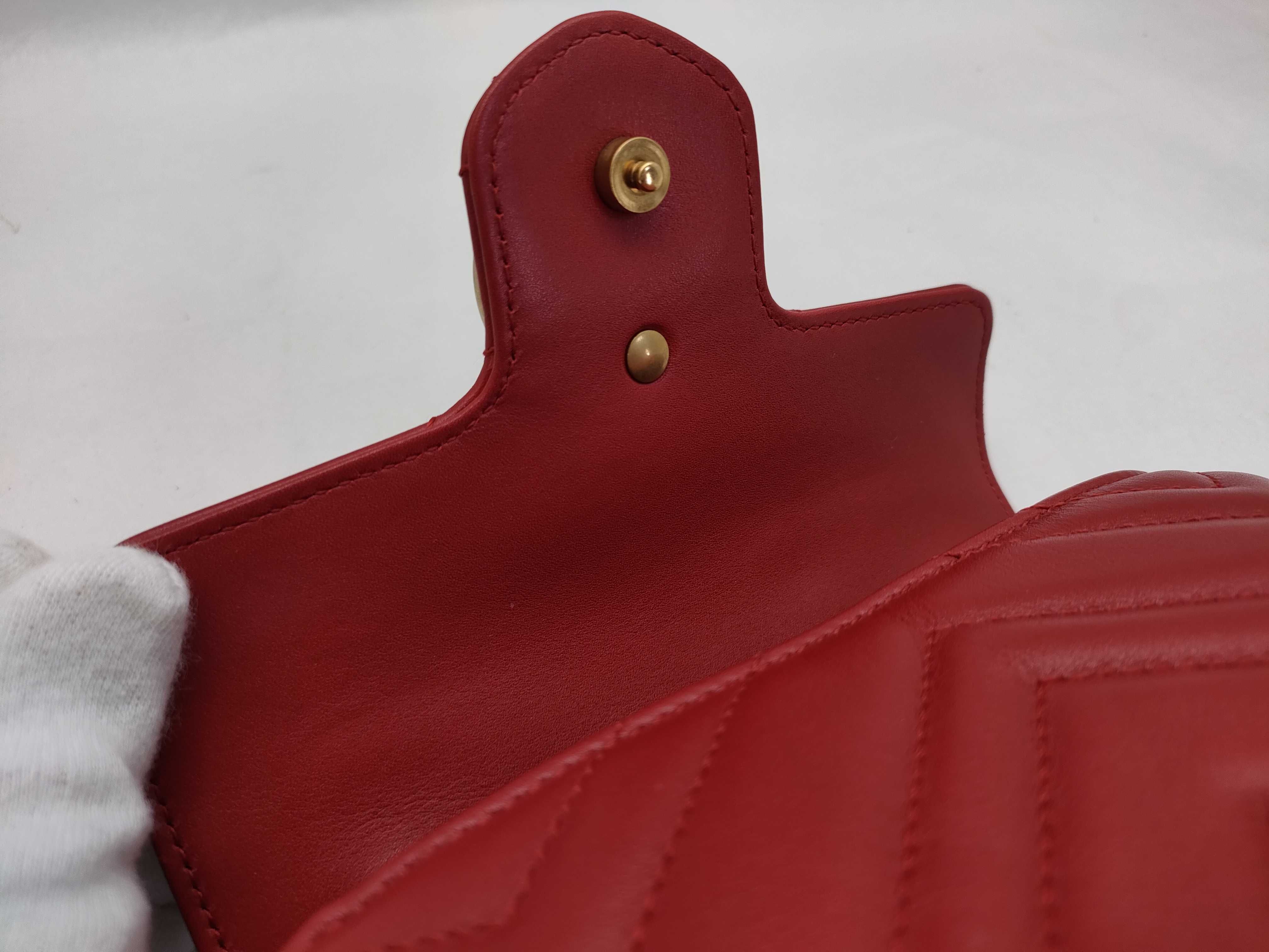 GG Marmont Leather Chain Shoulder Bag, Red, 476433 (Shoulder Bag) — view 11