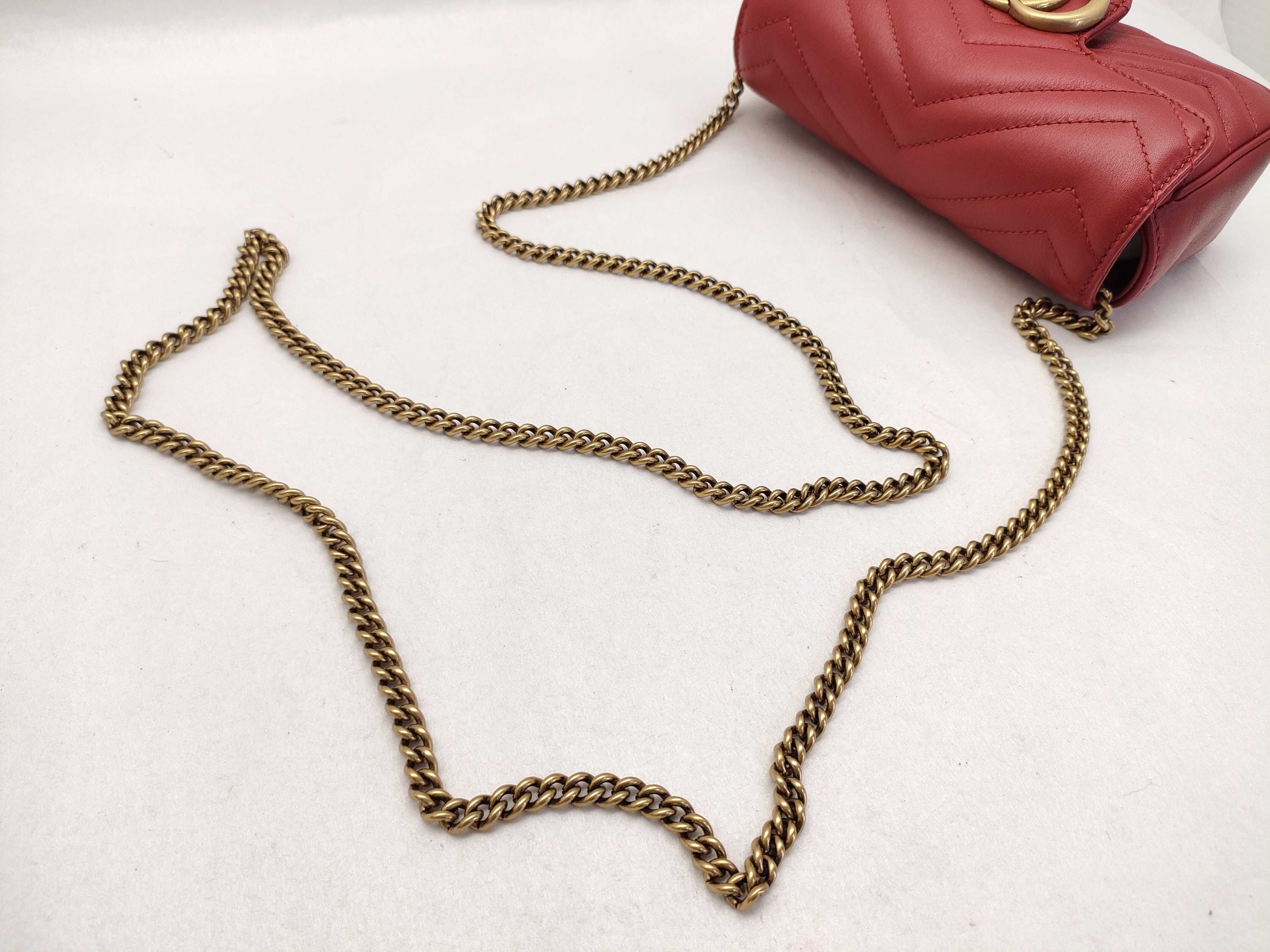 GG Marmont Leather Chain Shoulder Bag, Red, 476433 (Shoulder Bag) — view 3