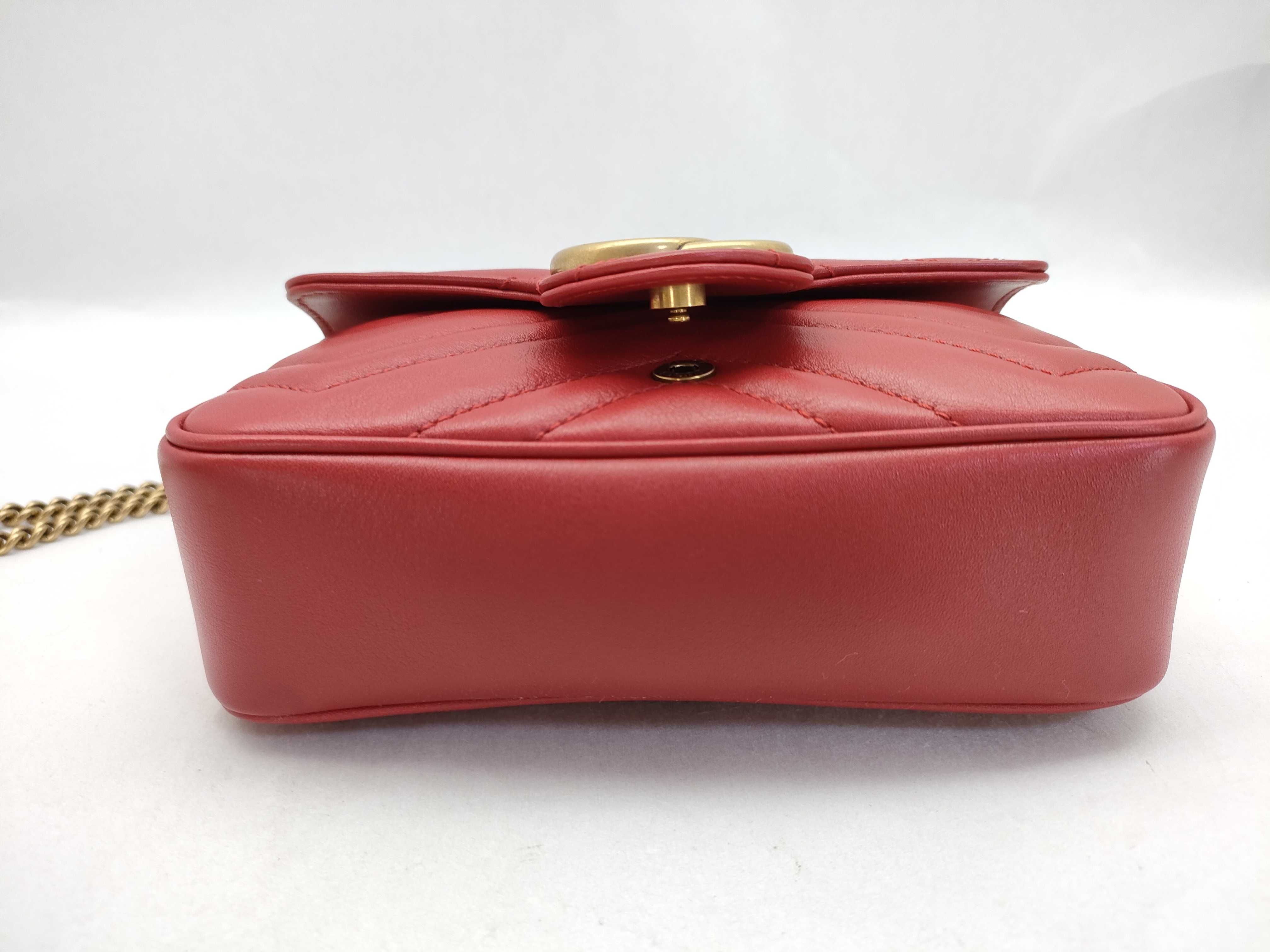 GG Marmont Leather Chain Shoulder Bag, Red, 476433 (Shoulder Bag) — view 7