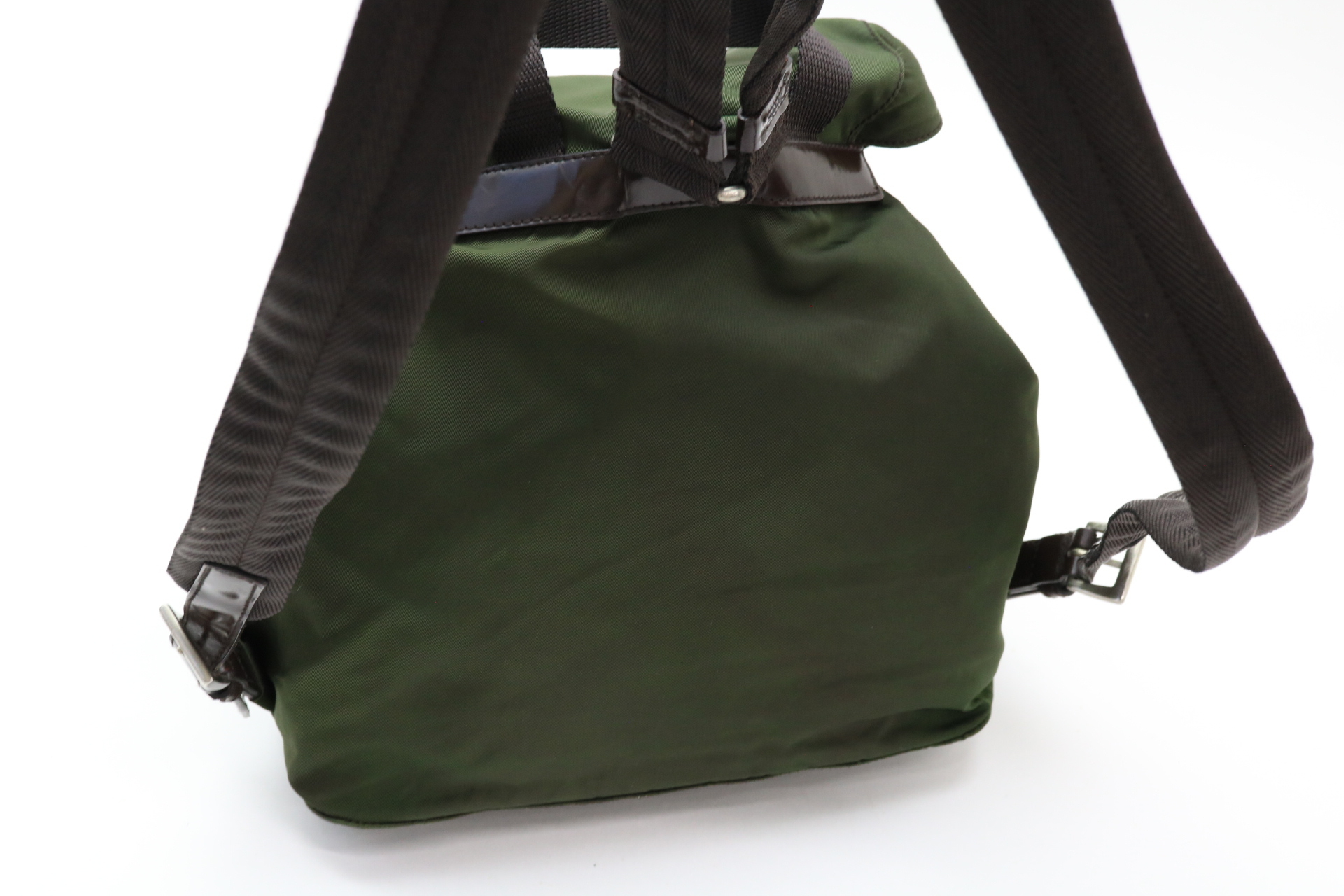 Triangle Logo Nylon Leather Backpack — view 8