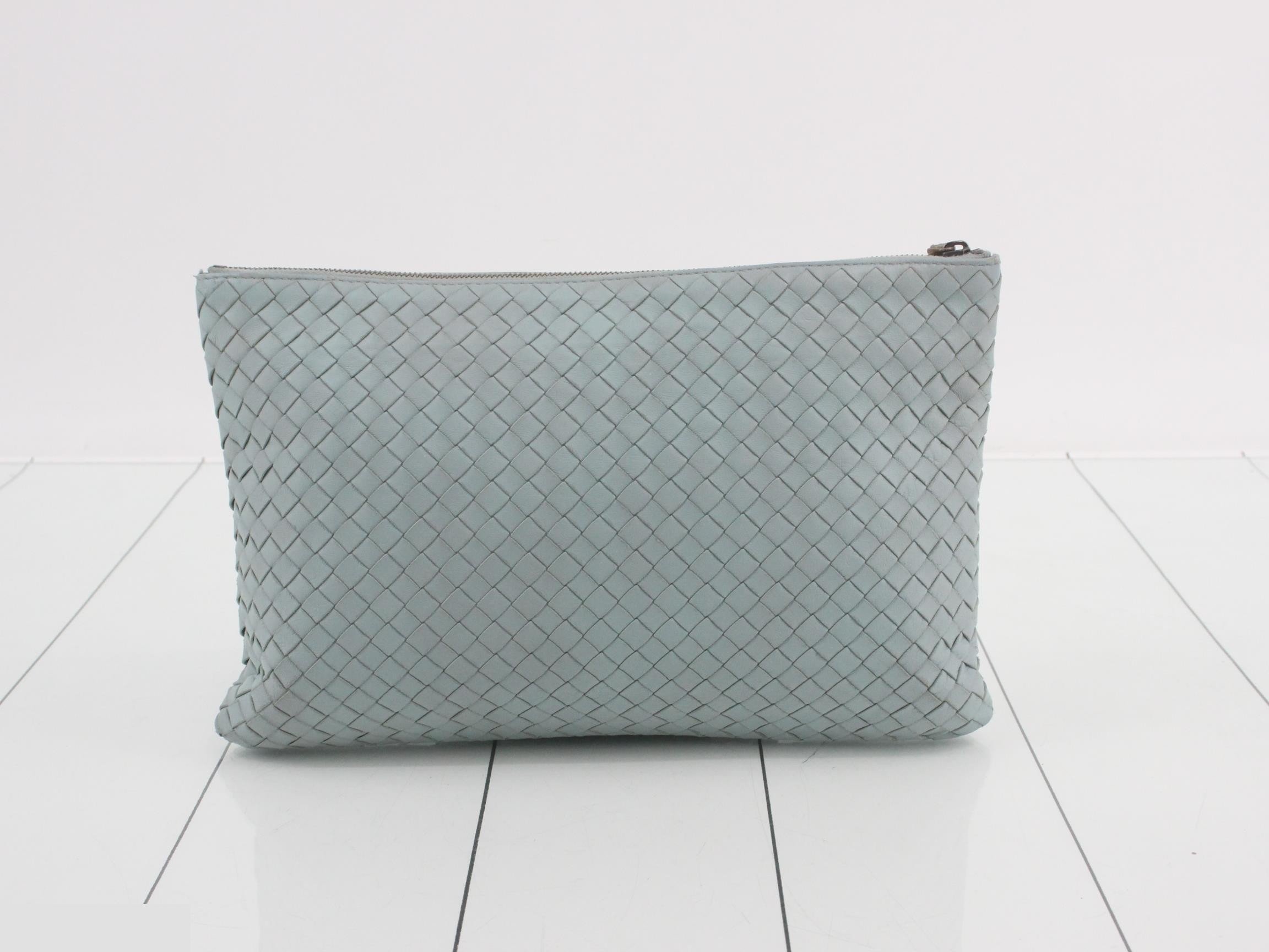 Intrecciato Leather Clutch Bag — view 2