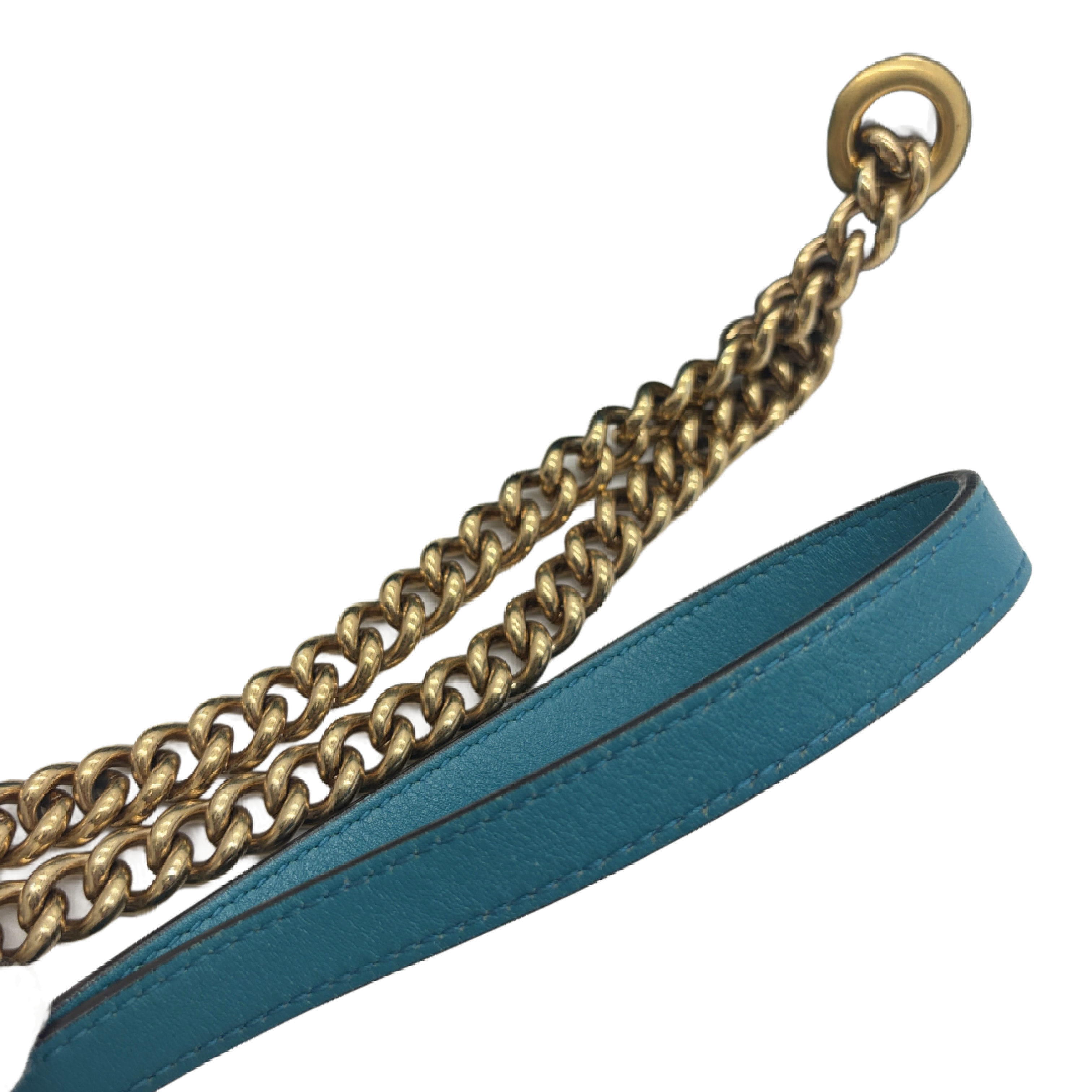 GG Marmont Matelassé Velvet Quilted Chain Shoulder Bag, Blue-Green with Gold Hardware. — view 10