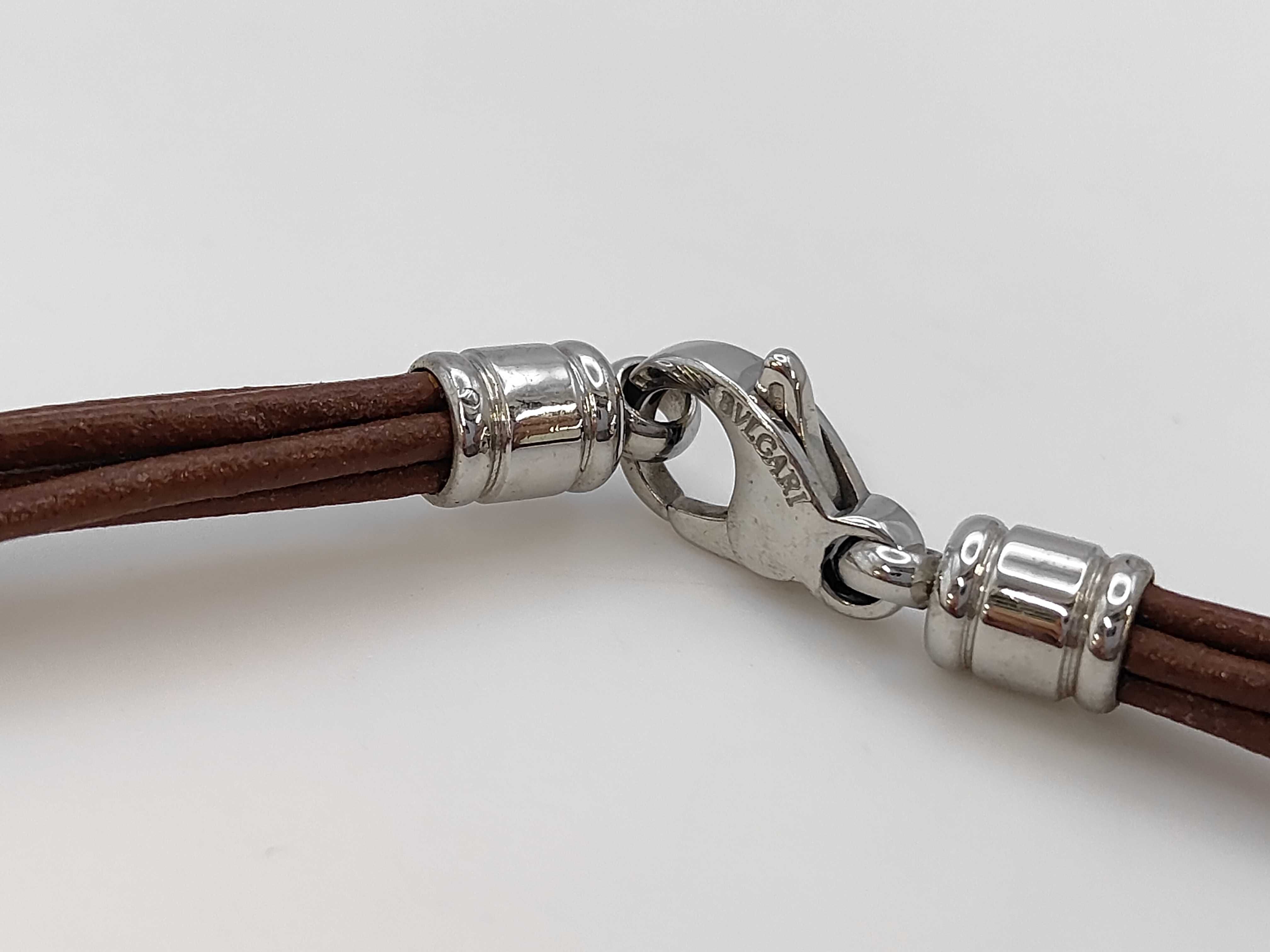 Bulgari Leather Choker Brown Necklace — view 3