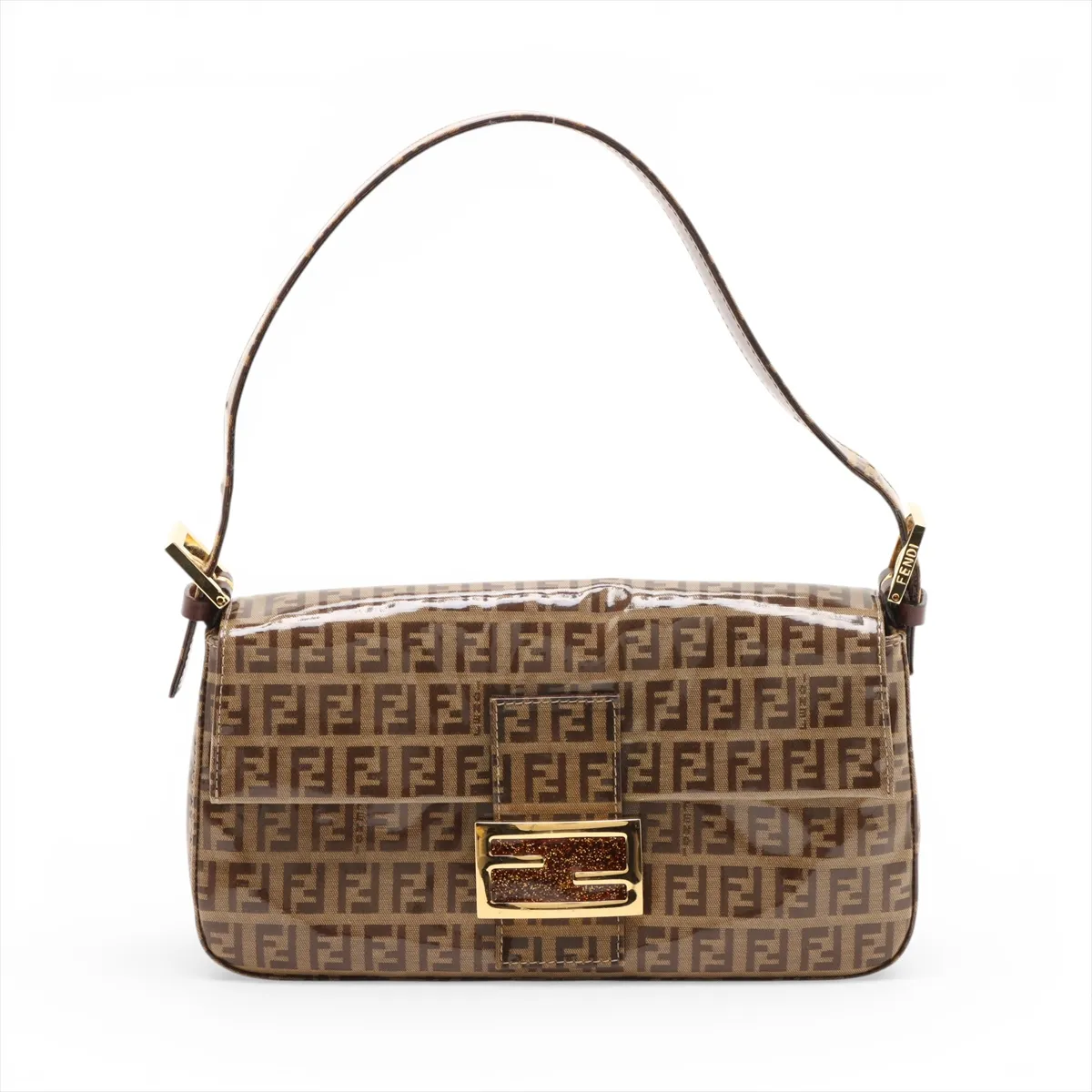 Zucchino Mamma Bucket Coated Canvas x Leather Shoulder Bag, Brown 26424