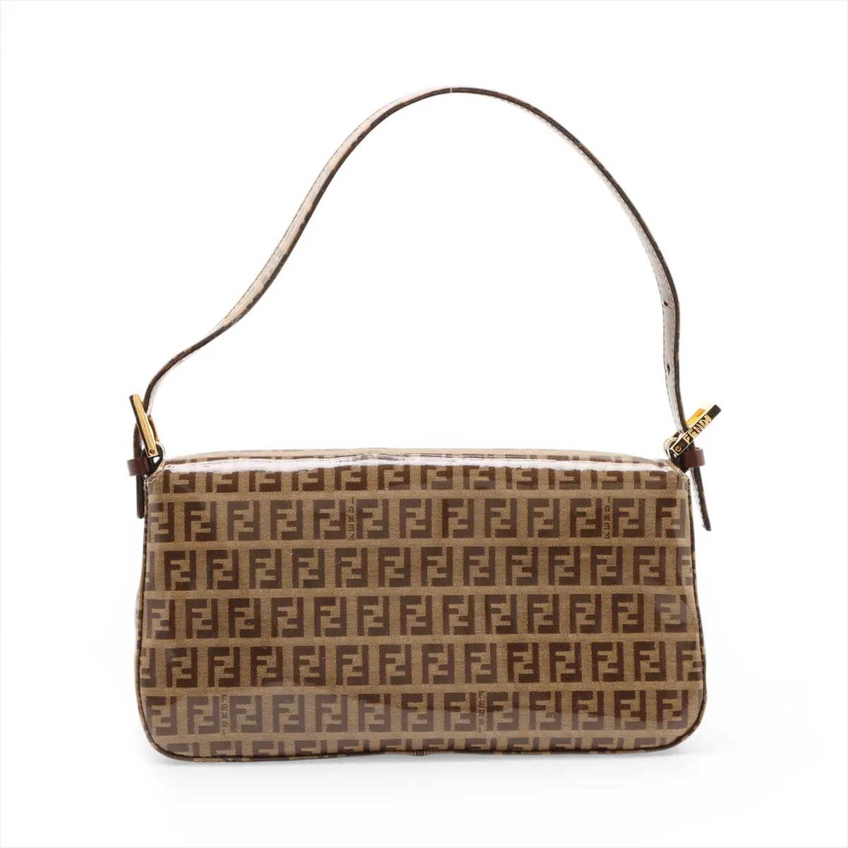 Zucchino Mamma Bucket Coated Canvas x Leather Shoulder Bag, Brown 26424 — view 2