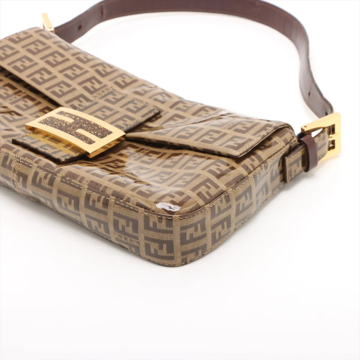 Zucchino Mamma Bucket Coated Canvas x Leather Shoulder Bag, Brown 26424 — view 3