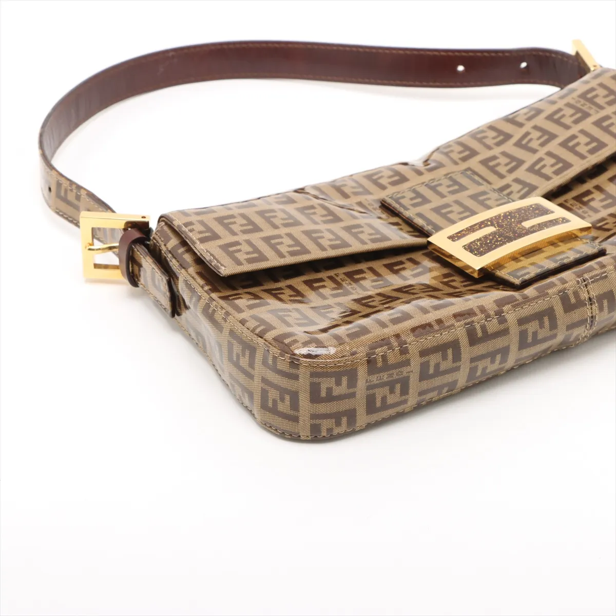 Zucchino Mamma Bucket Coated Canvas x Leather Shoulder Bag, Brown 26424 — view 4