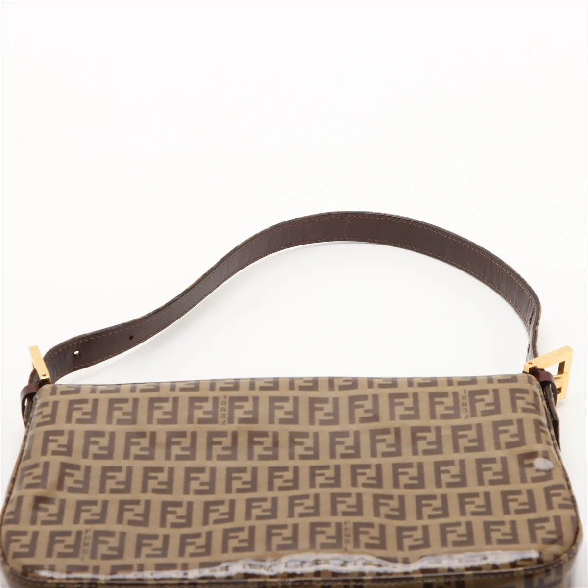 Zucchino Mamma Bucket Coated Canvas x Leather Shoulder Bag, Brown 26424 — view 6