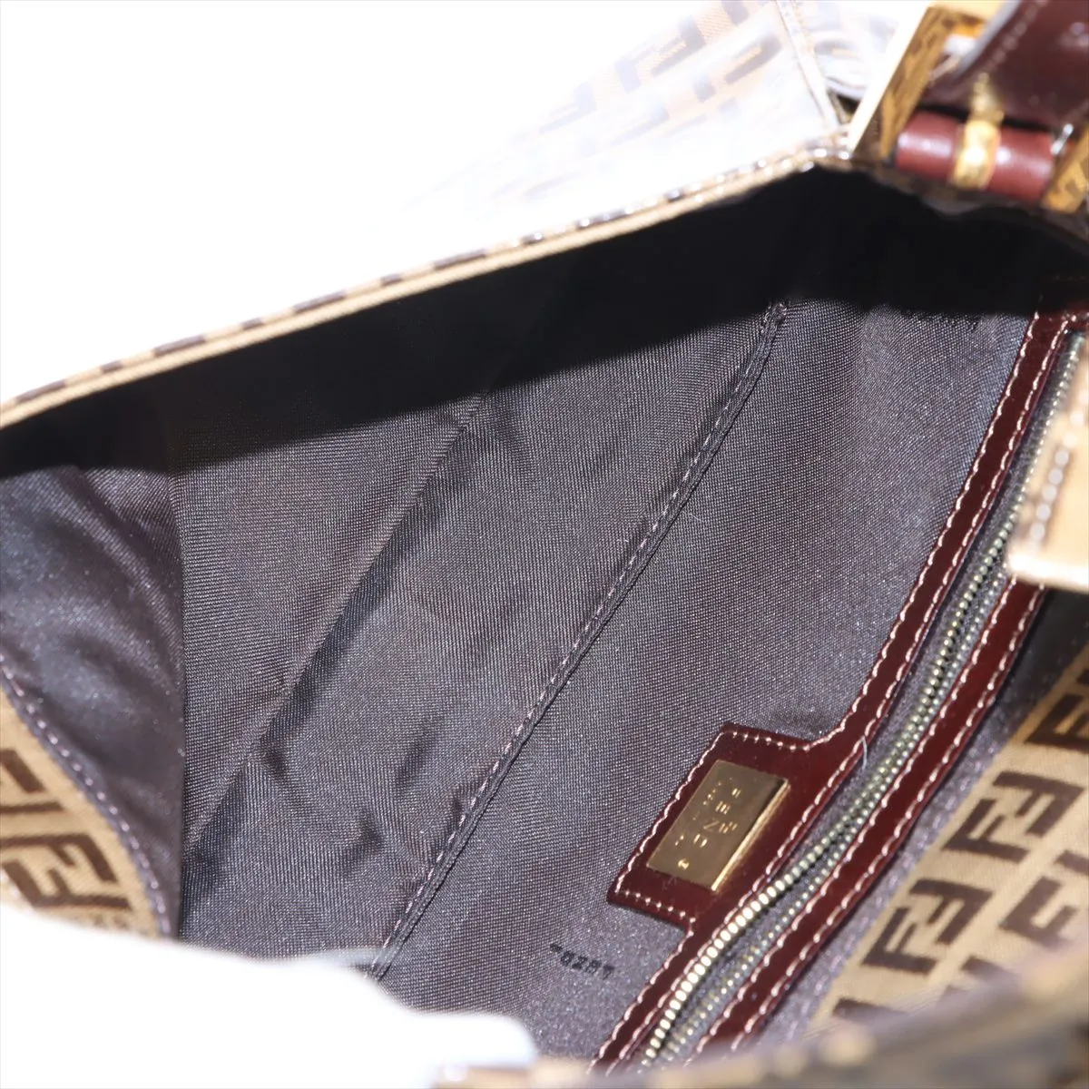 Zucchino Mamma Bucket Coated Canvas x Leather Shoulder Bag, Brown 26424 — view 7