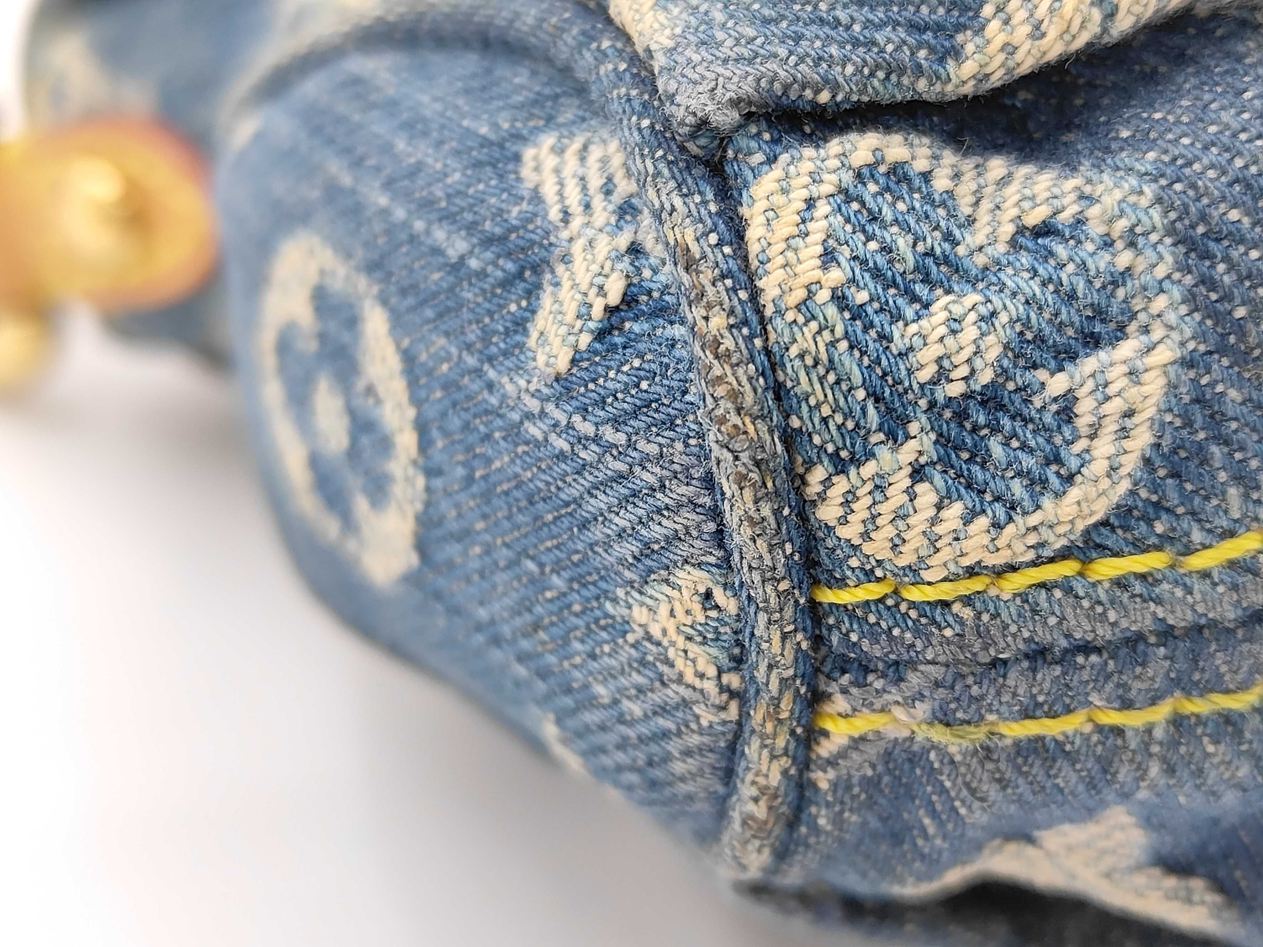 Monogram Denim Shoulder Bag, Blue Shoulder Bag — view 6