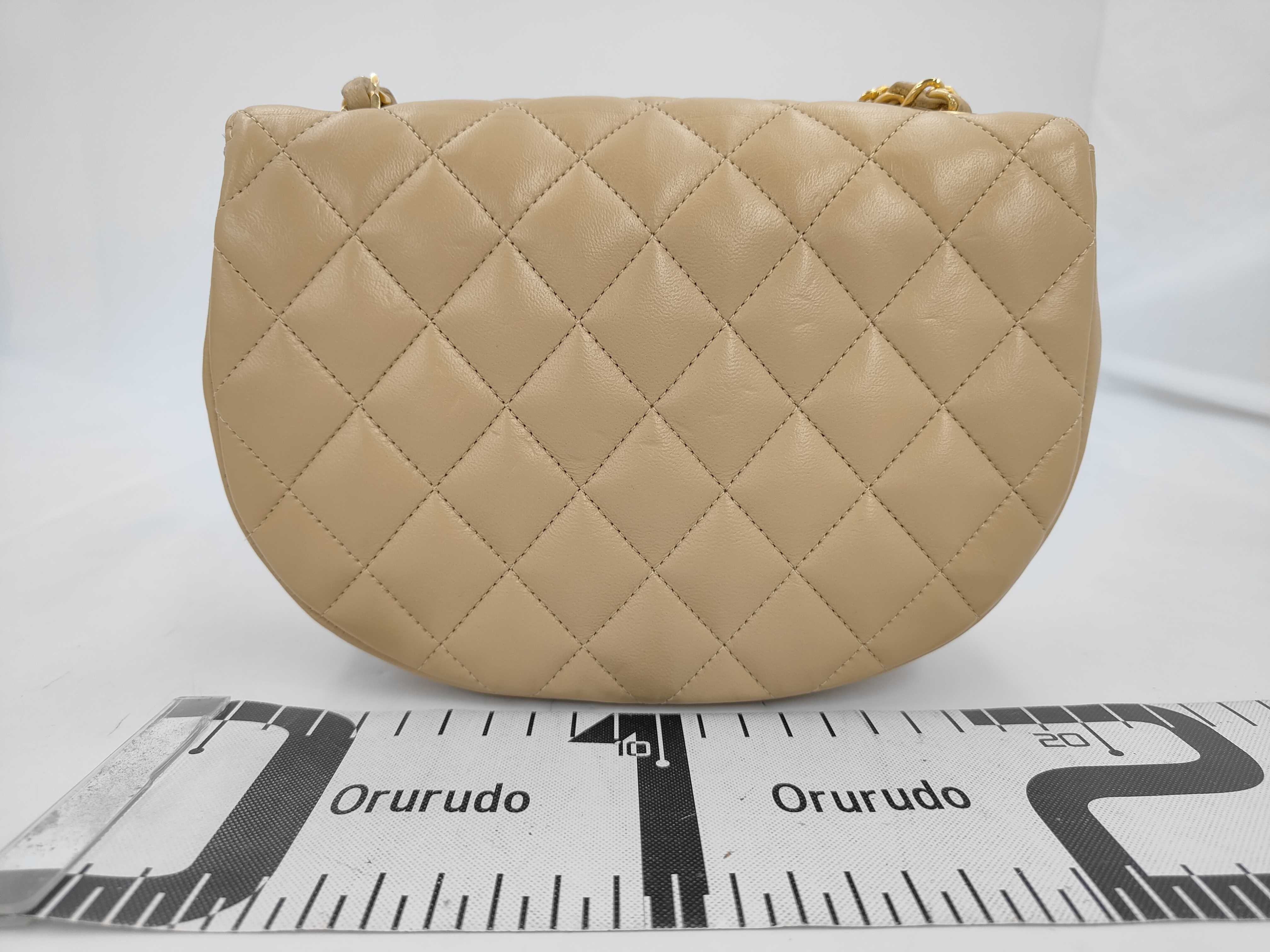 Lambskin Matelassé Half Moon Beige Shoulder Bag (Serial Number 0) — view 2