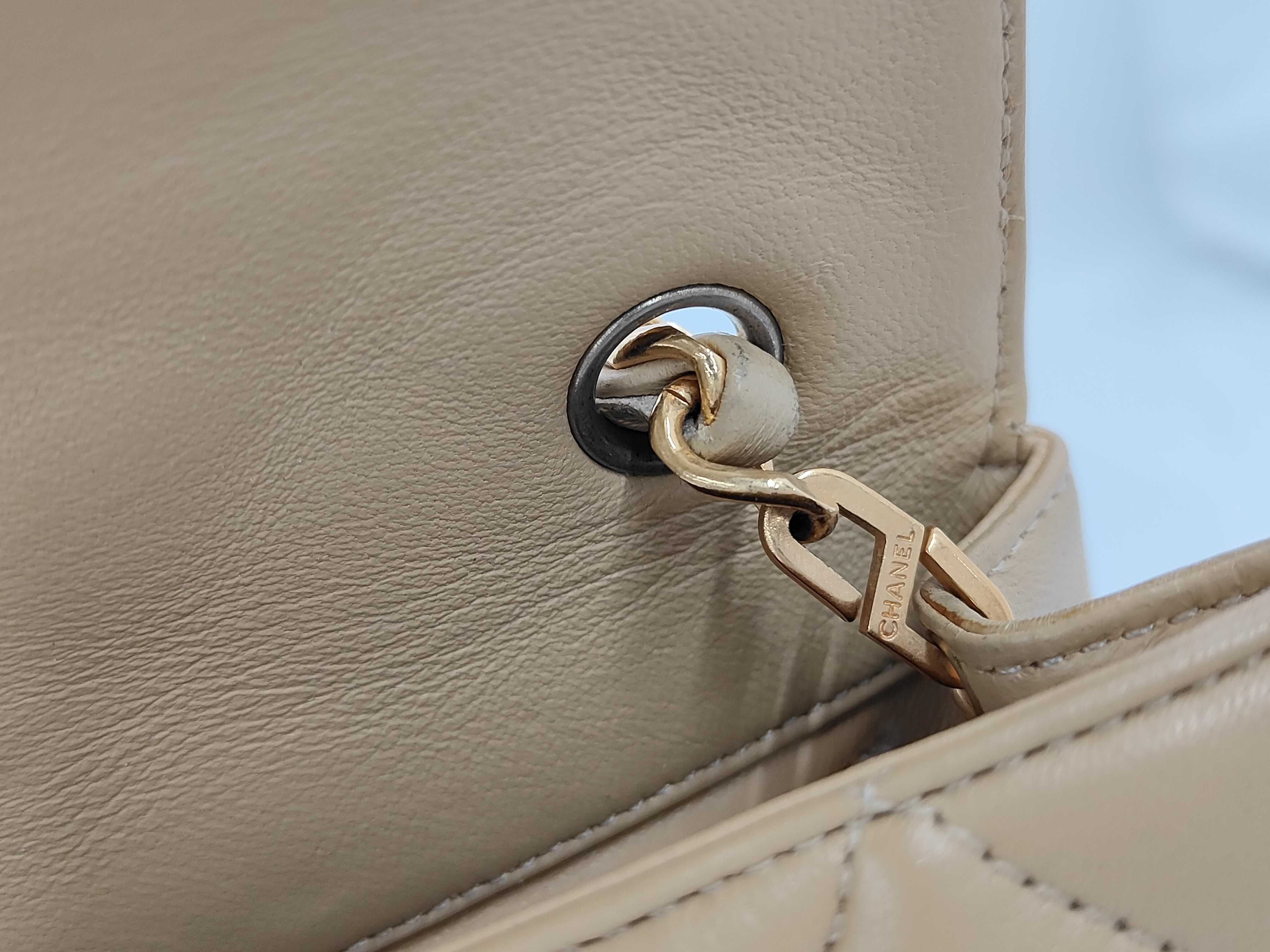 Lambskin Matelassé Half Moon Beige Shoulder Bag (Serial Number 0) — view 9