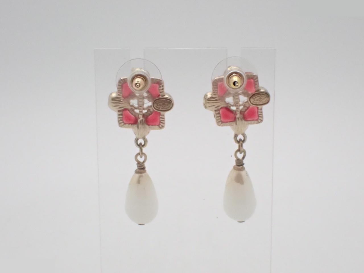 Earrings, Flower, Teardrop, Colored Stone, A16P — view 2
