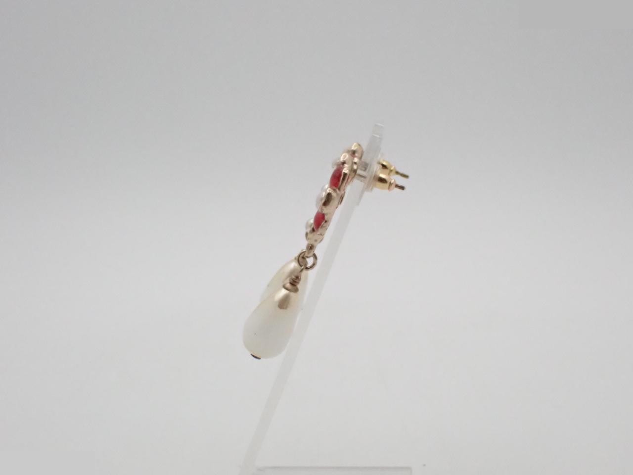 Earrings, Flower, Teardrop, Colored Stone, A16P — view 3
