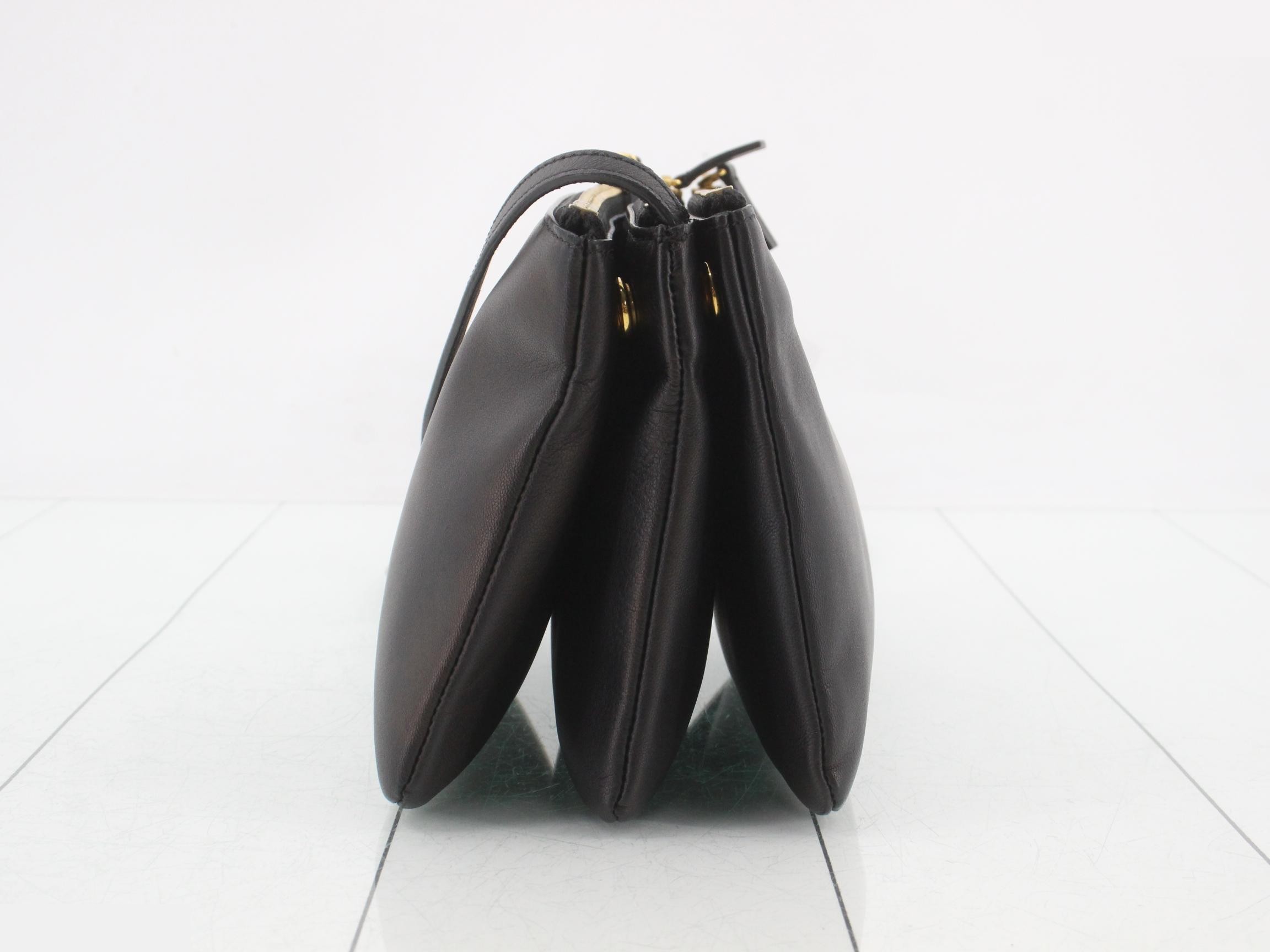 Trio Shoulder Bag, Black Leather — view 3