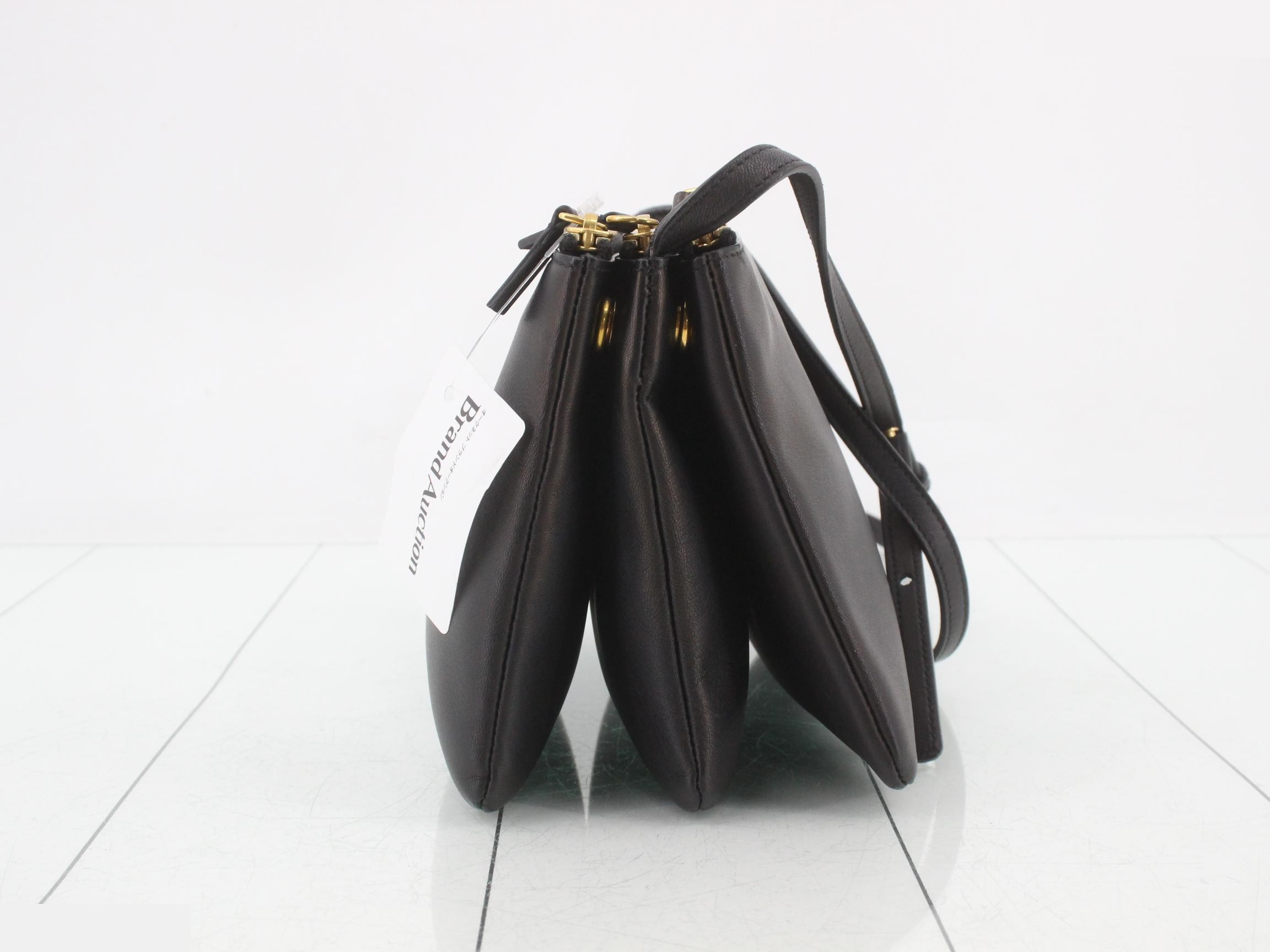 Trio Shoulder Bag, Black Leather — view 4