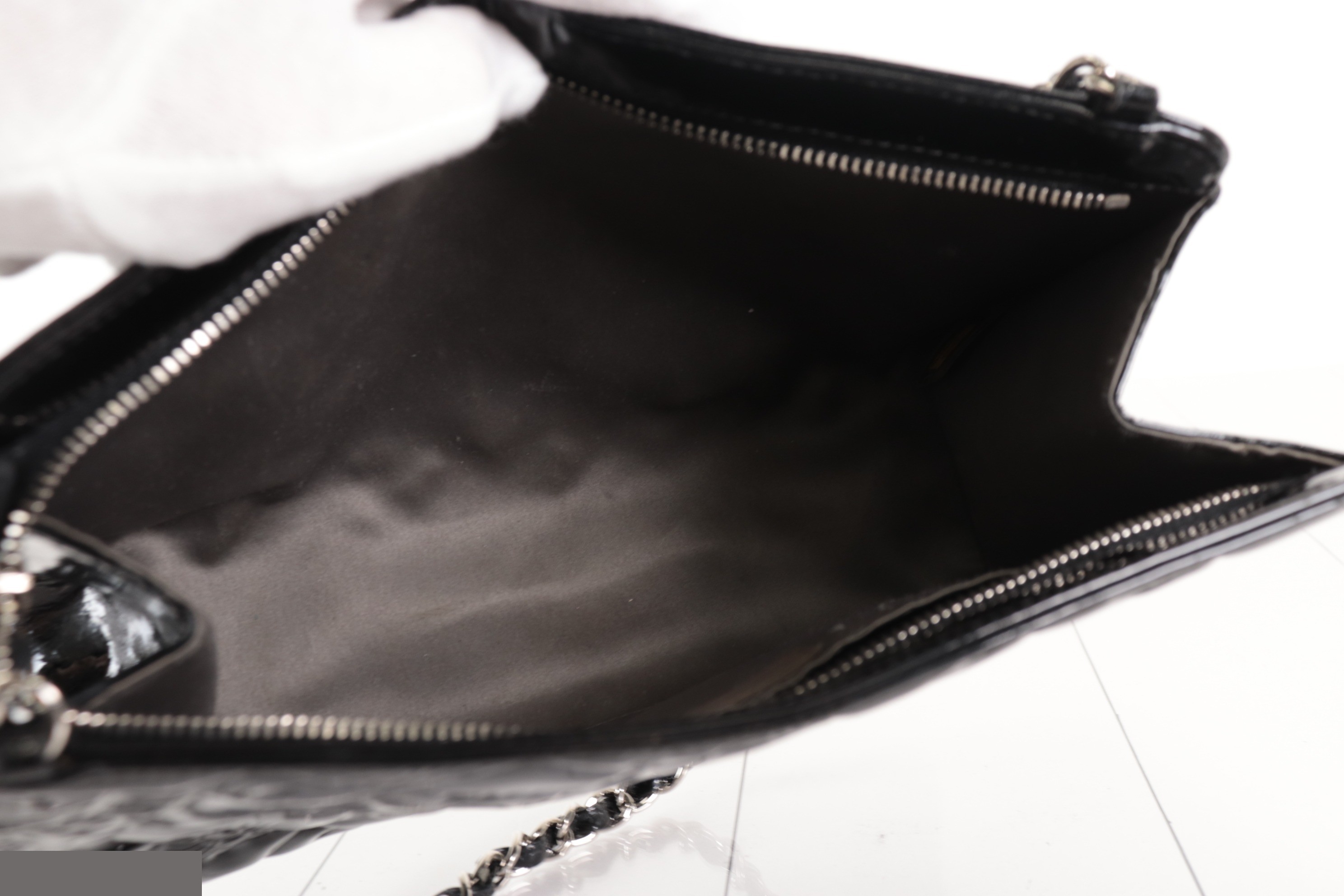 Icon Patent Chain Shoulder Bag, Silver Hardware, Series 11 — view 9