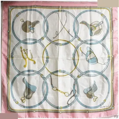 silk scarf with tag, pink.