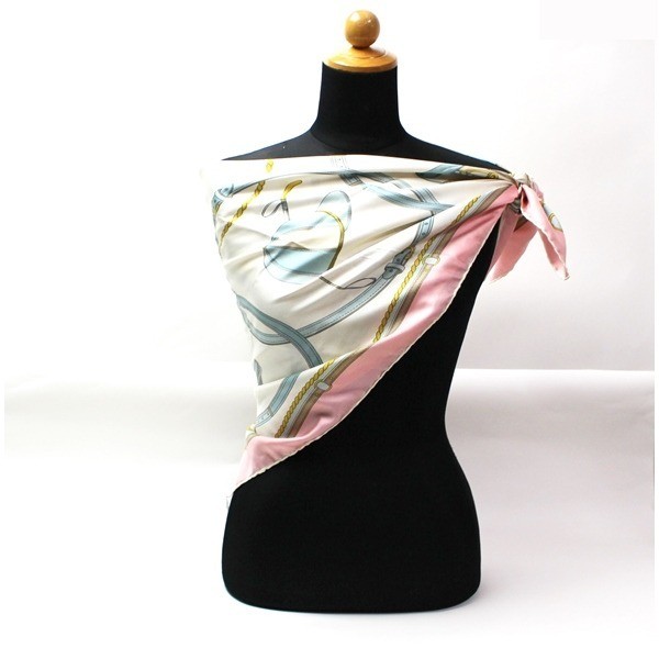 silk scarf with tag, pink. — view 2