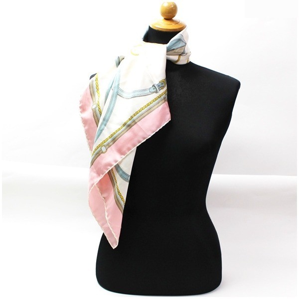 silk scarf with tag, pink. — view 3