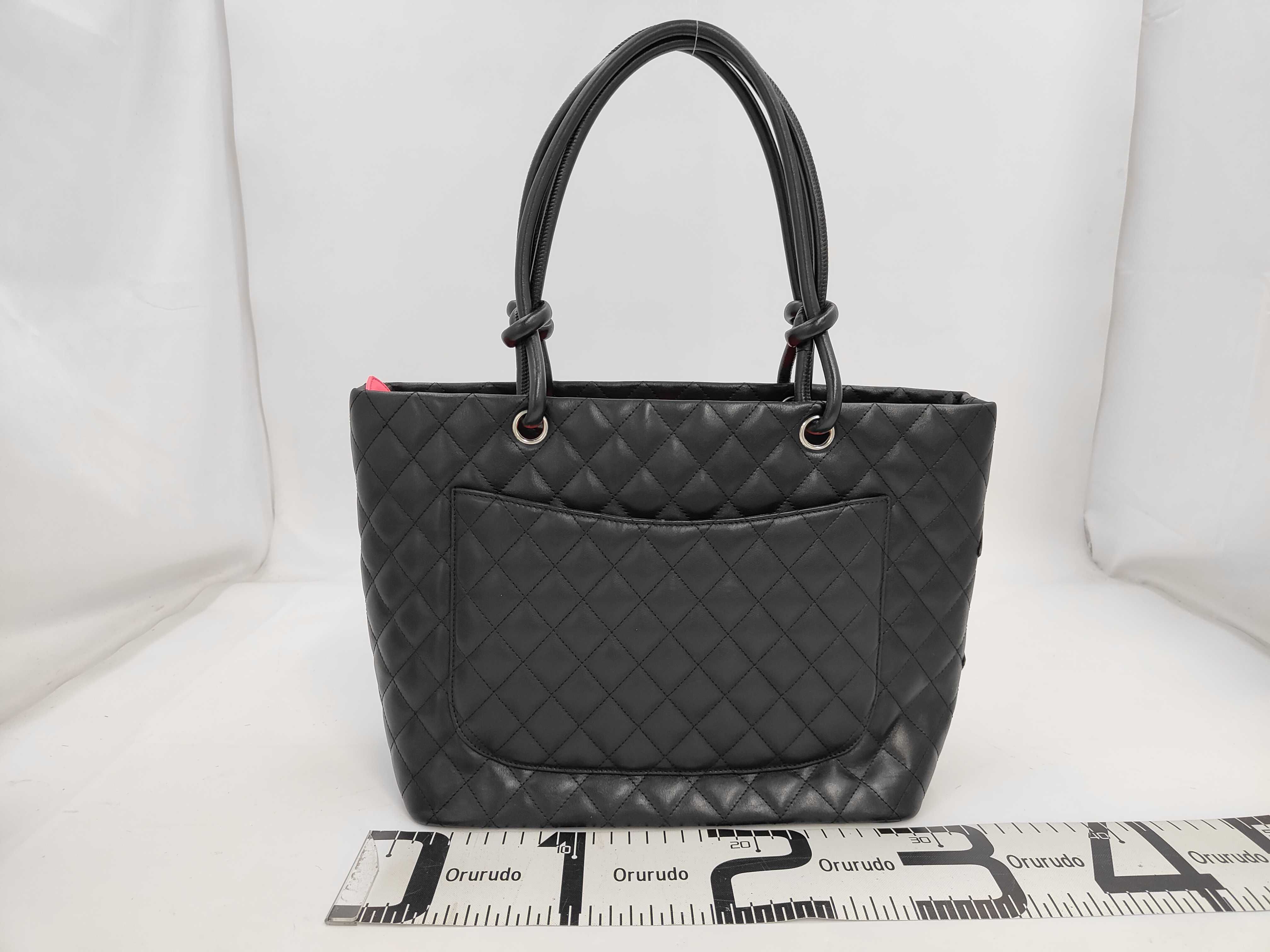 Cambon Line Large Tote Bag (Serial Number 10s) - Calfskin, Black, Silver Tote Bag — view 2