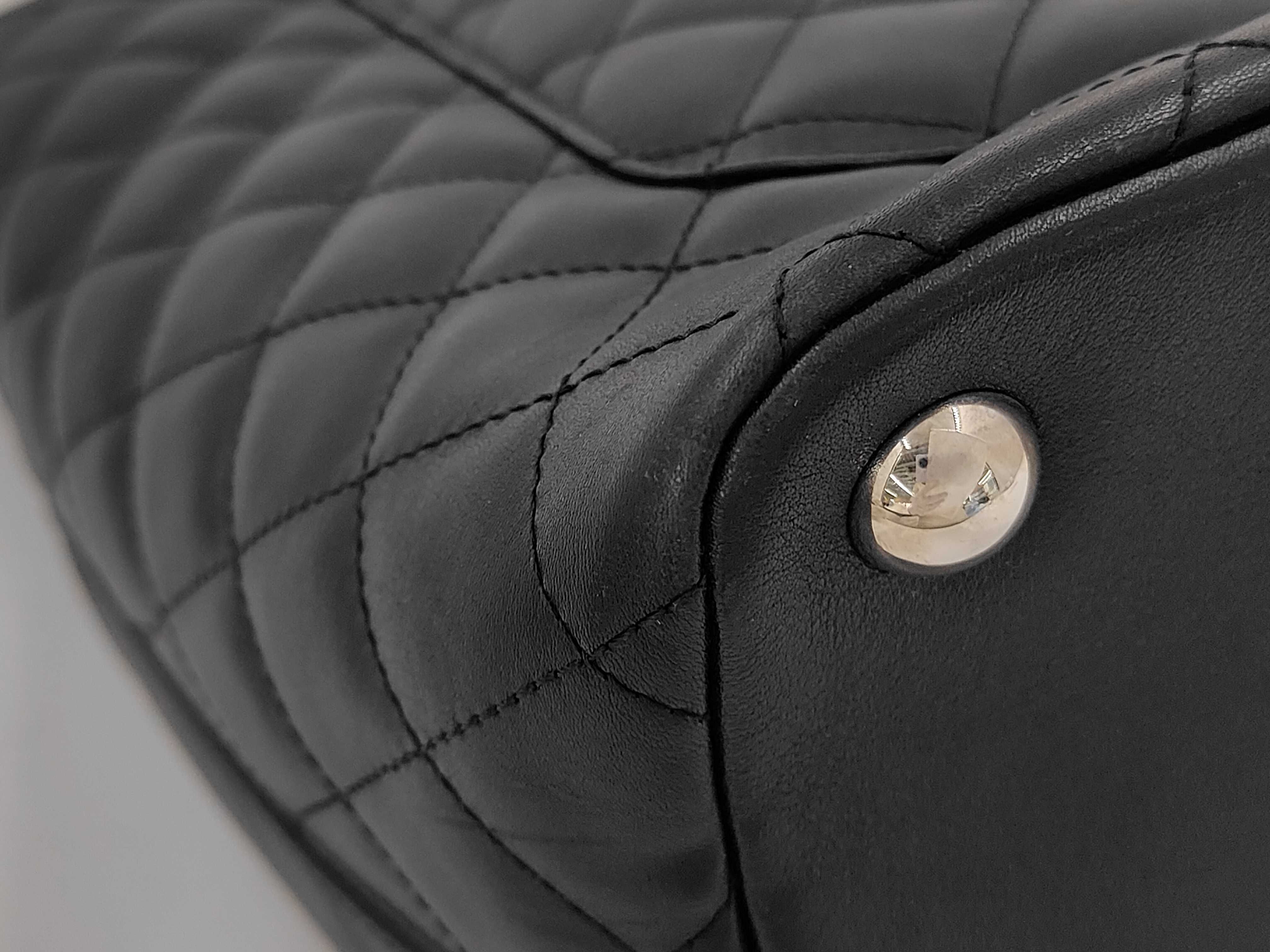 Cambon Line Large Tote Bag (Serial Number 10s) - Calfskin, Black, Silver Tote Bag — view 3