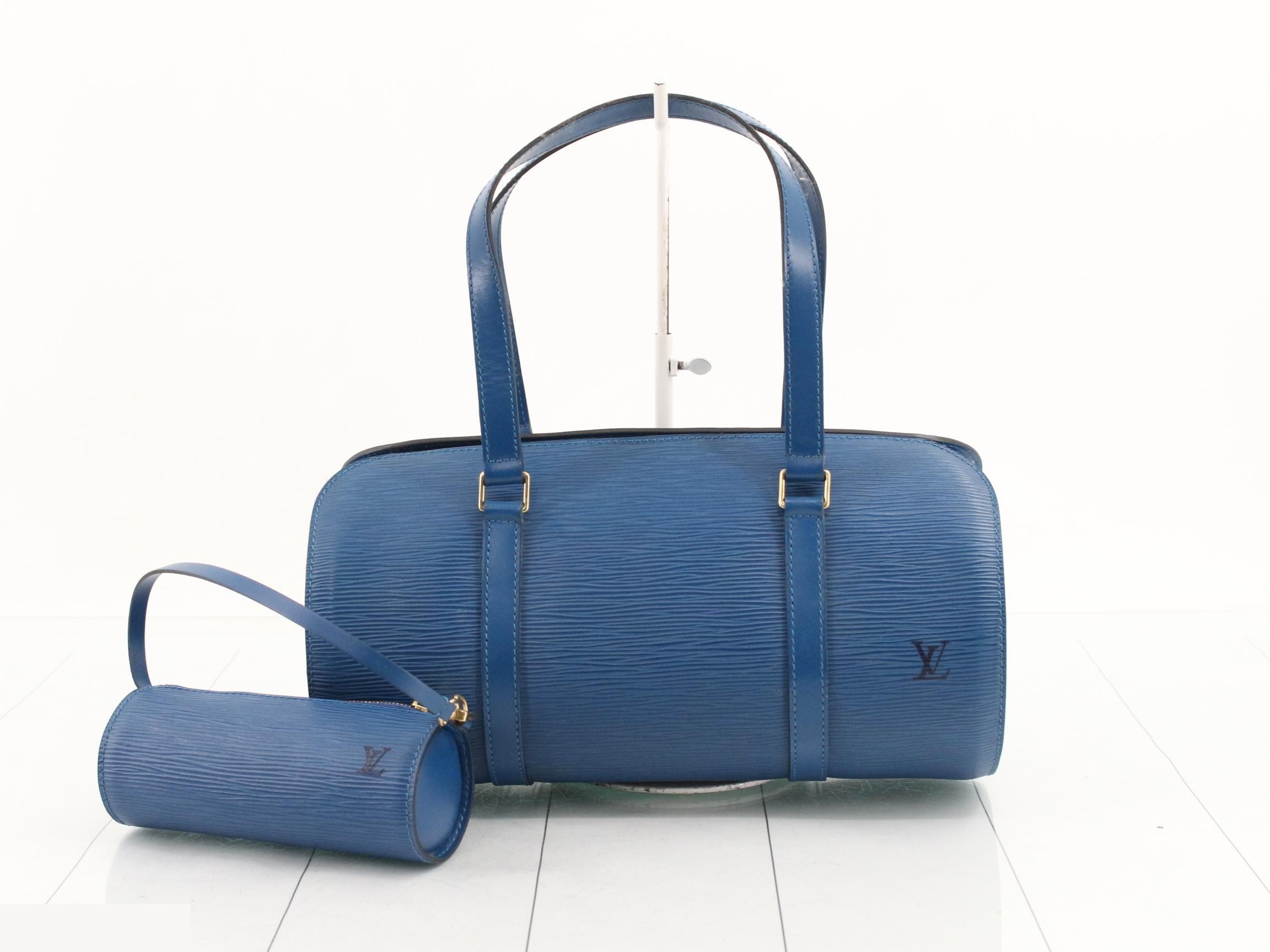 Epi Soufflot Toledo Blue Handbag with Pouch