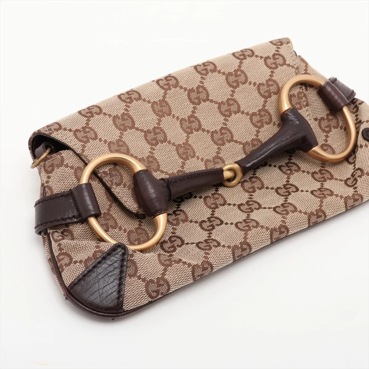GG Canvas Horsebit 114923 Canvas x Leather Chain Shoulder Bag Beige x Brown — view 4