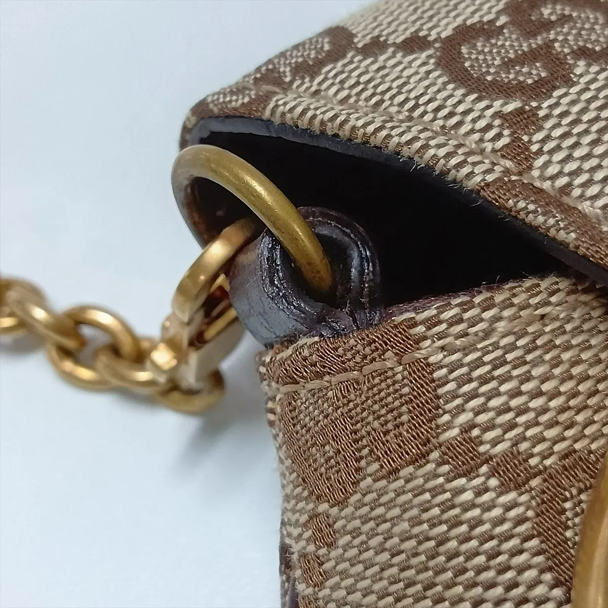 GG Canvas Horsebit 114923 Canvas x Leather Chain Shoulder Bag Beige x Brown — view 9