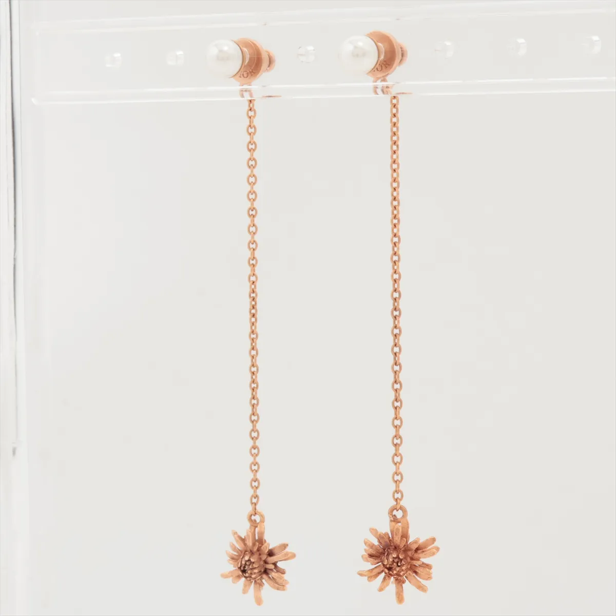 Flower Earrings (Pair) GP x Faux Pearl Rose Gold - — view 3