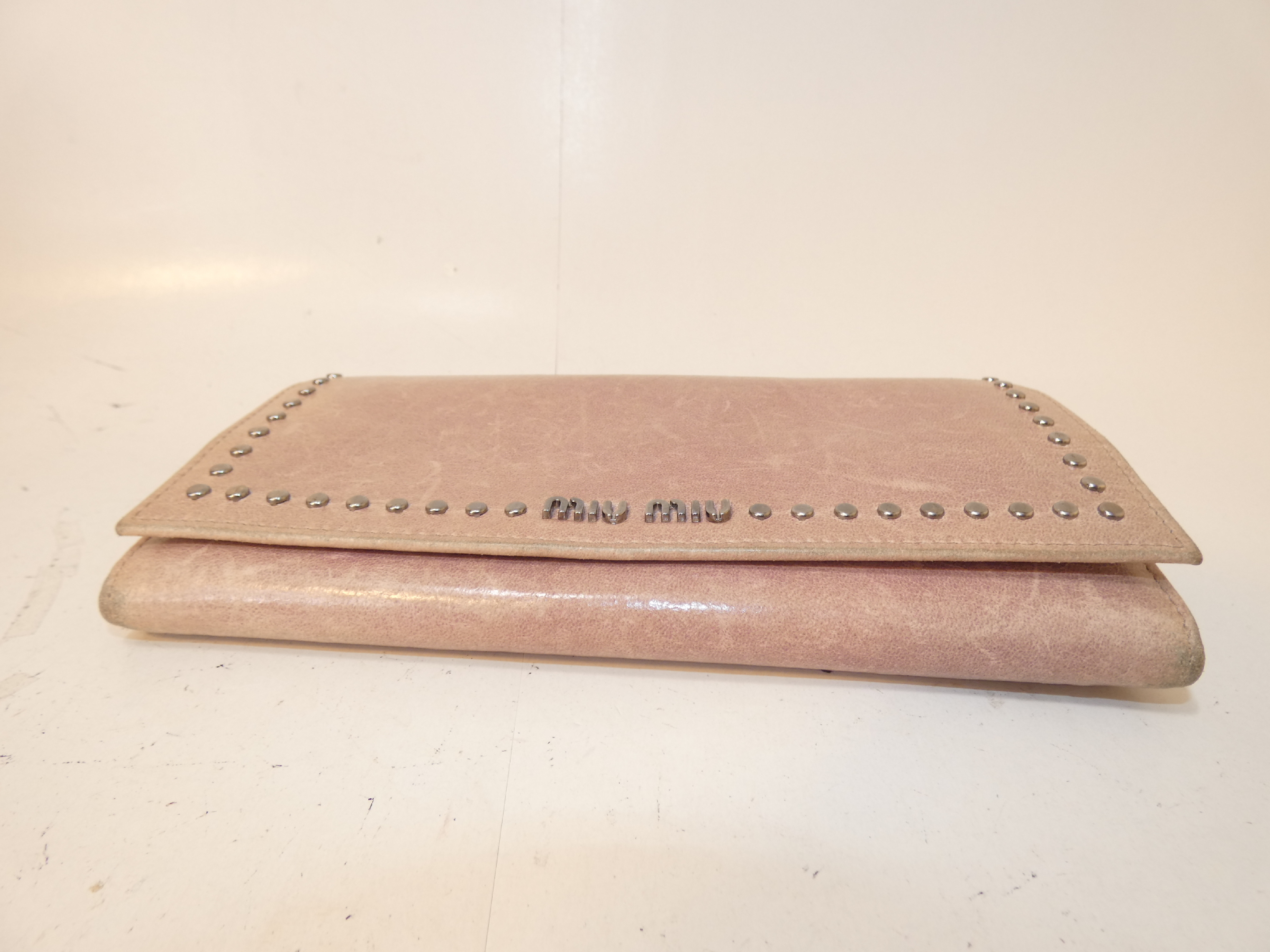 Studded Rhinestone Faux Pearl Heart Leather Long Wallet — view 4