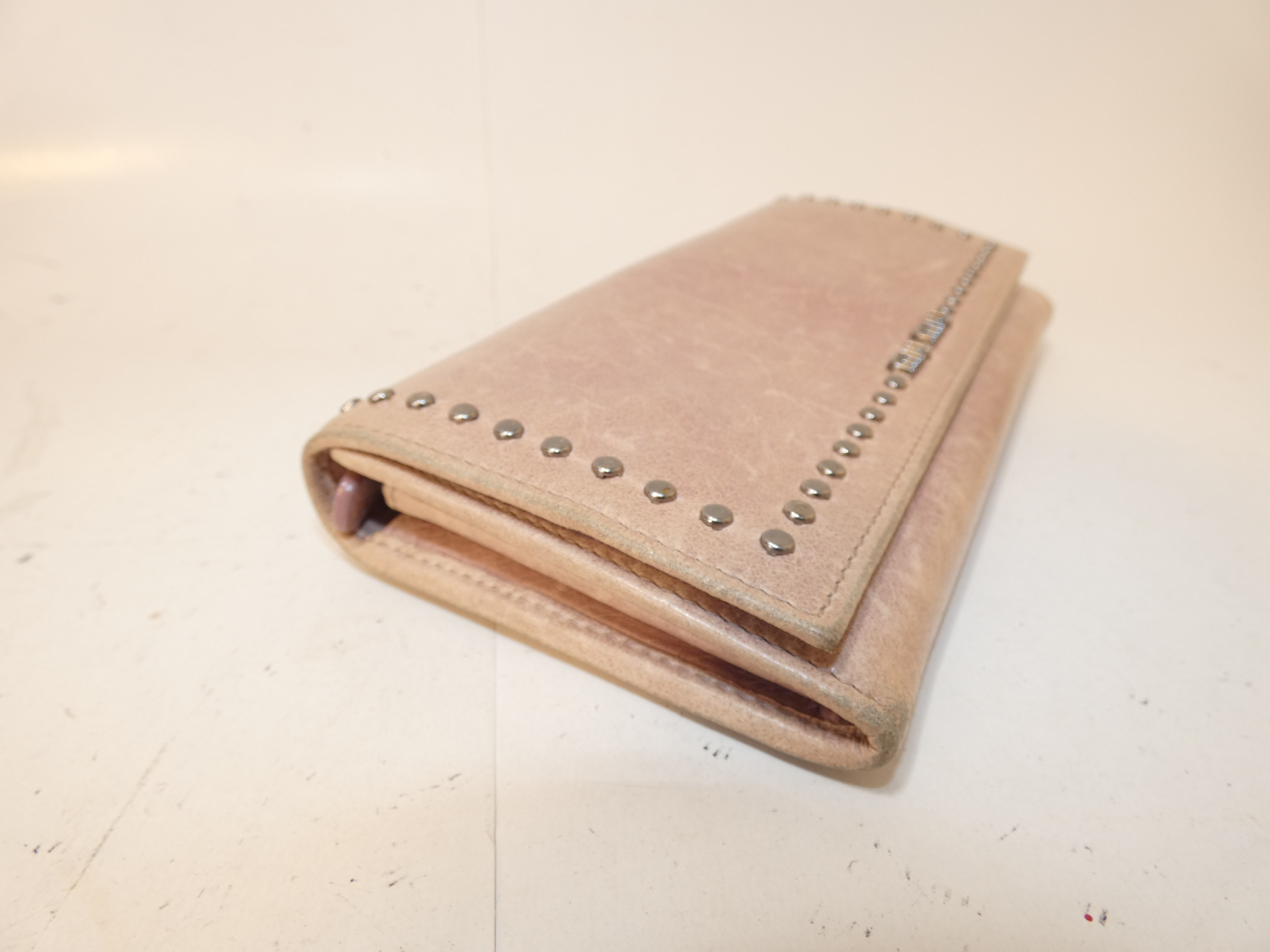Studded Rhinestone Faux Pearl Heart Leather Long Wallet — view 5
